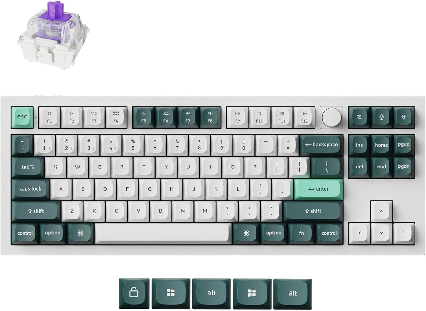 Keychron Q3 HE Wireless Custom Mechanical Keyboard, 2.4 GHz/Bluetooth/Wired QMK Rapid Trigger 80% TKL Hot-Swappable Programmable RGB Gateron Double-Rail Magnetic Switches for Mac Windows, Shell White