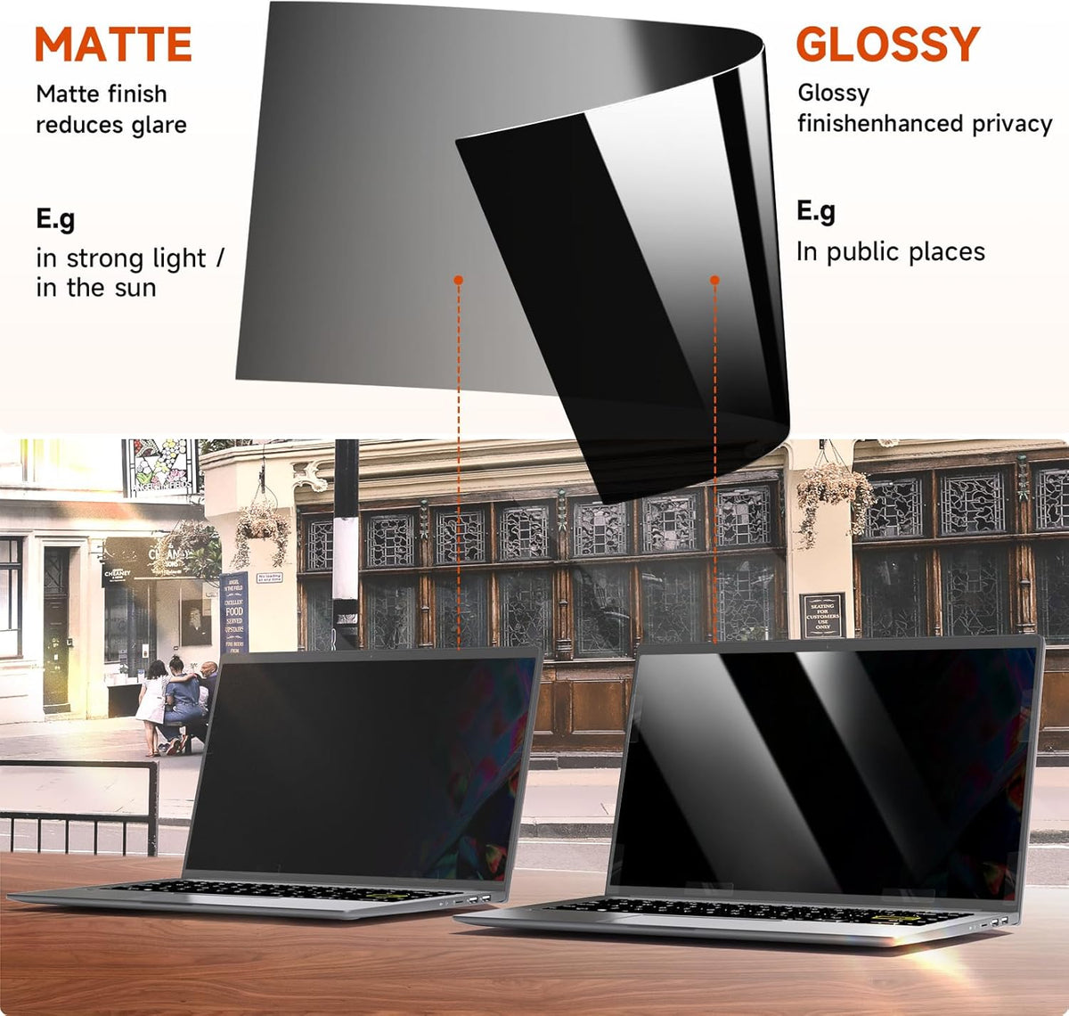 Mamol Laptop Privacy Screen 17 Inch for 16:10 Widescreen Display, Anti Blue Light Glare Filter, Removable Screen Shield, Anti-Scratch Screen Protector