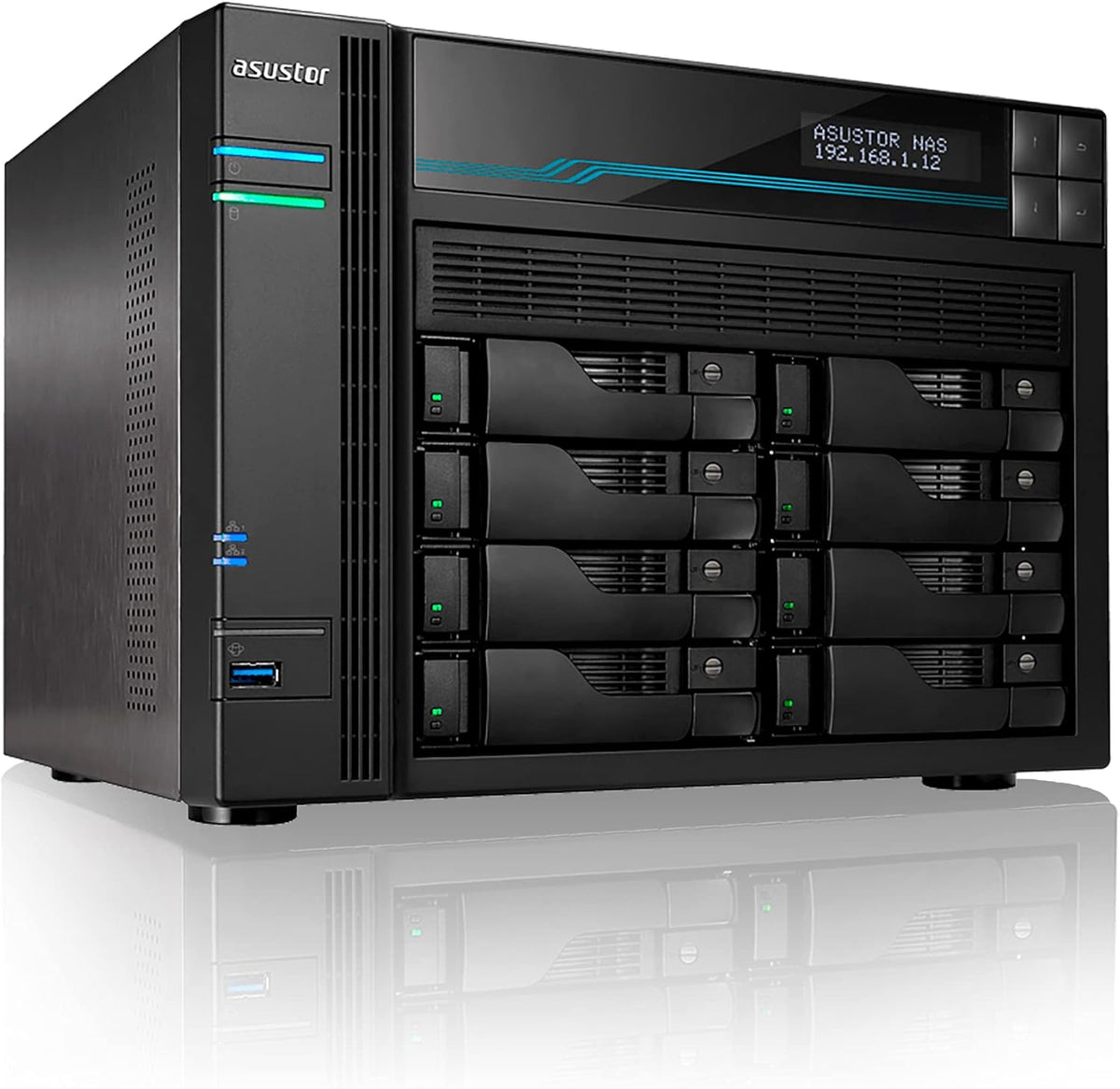 Asustor Lockerstor 8 AS6508T 8 Bay NAS - Network Storage Enclosure, Quad Core 2.1GHz CPU, 8GB RAM DDR4, M.2 NVMe SSD