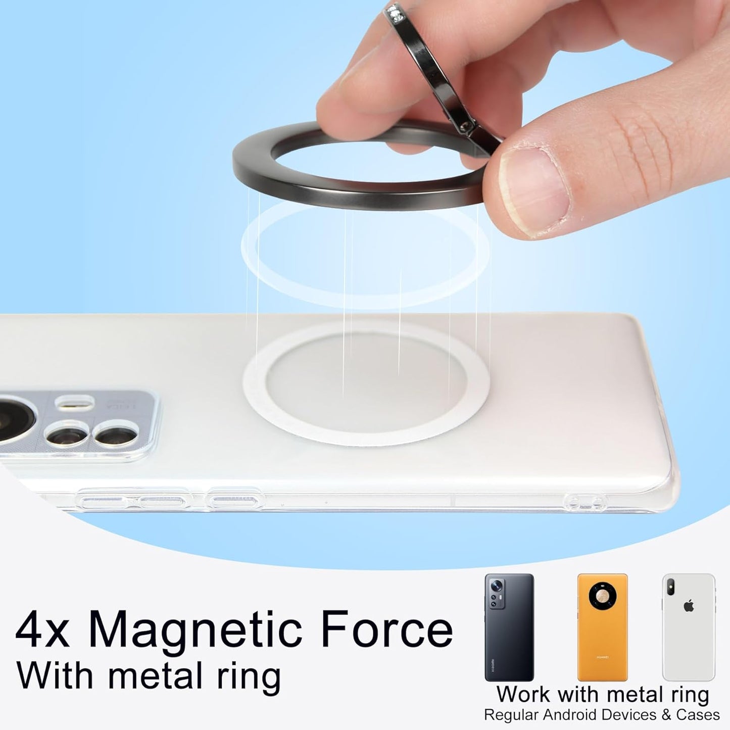 Magnetic Phone Grip for MagSafe, EI Sonador Magnet Phone Ring Holder, Removable, Compatible with iPhone 14 Plus 13 12 Pro Max Mini (Diamond Gold)