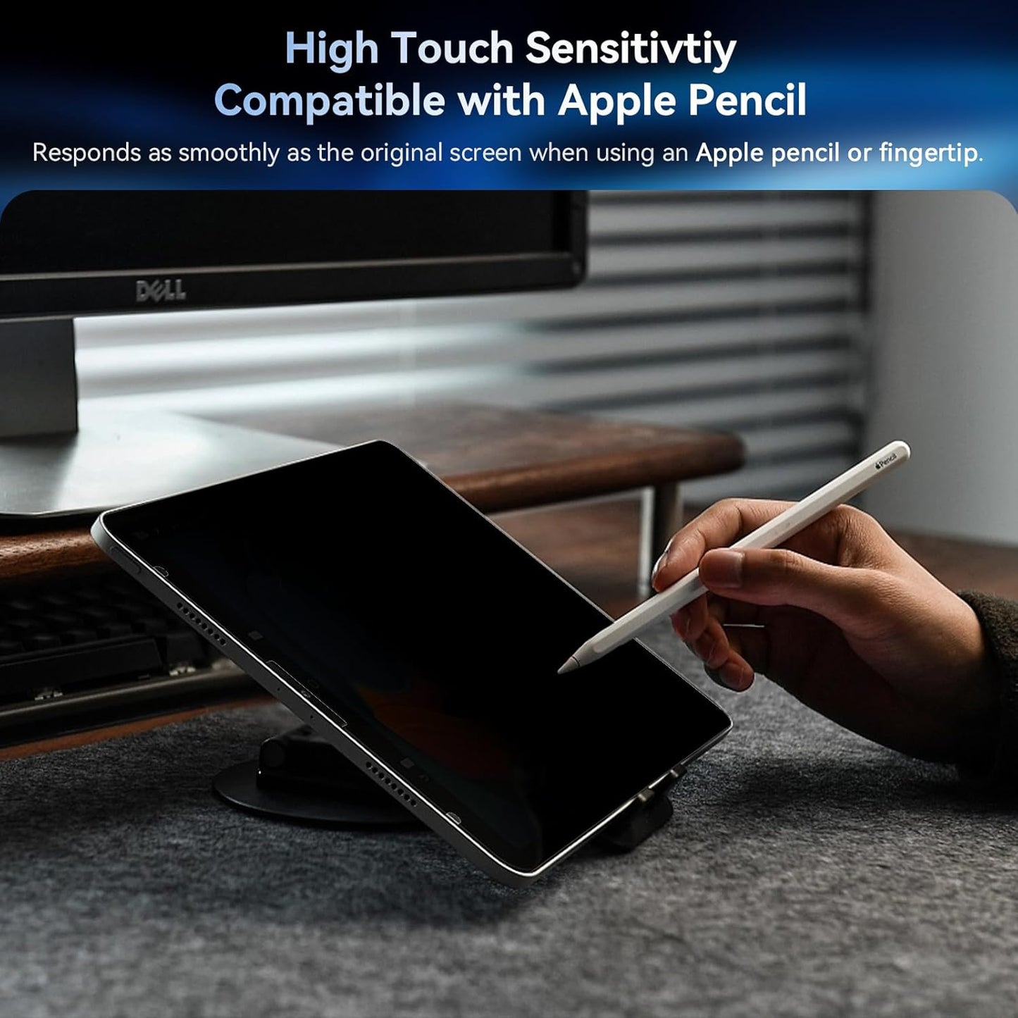 Privacy Screen Protector Compatible with iPad Pro 12.9 Inch 2018 2020 2021 2022, Anti Glare Blue Light Spy Filter Private, High Sensitive Bubble-Free Easy Install Black Security Screen Shield
