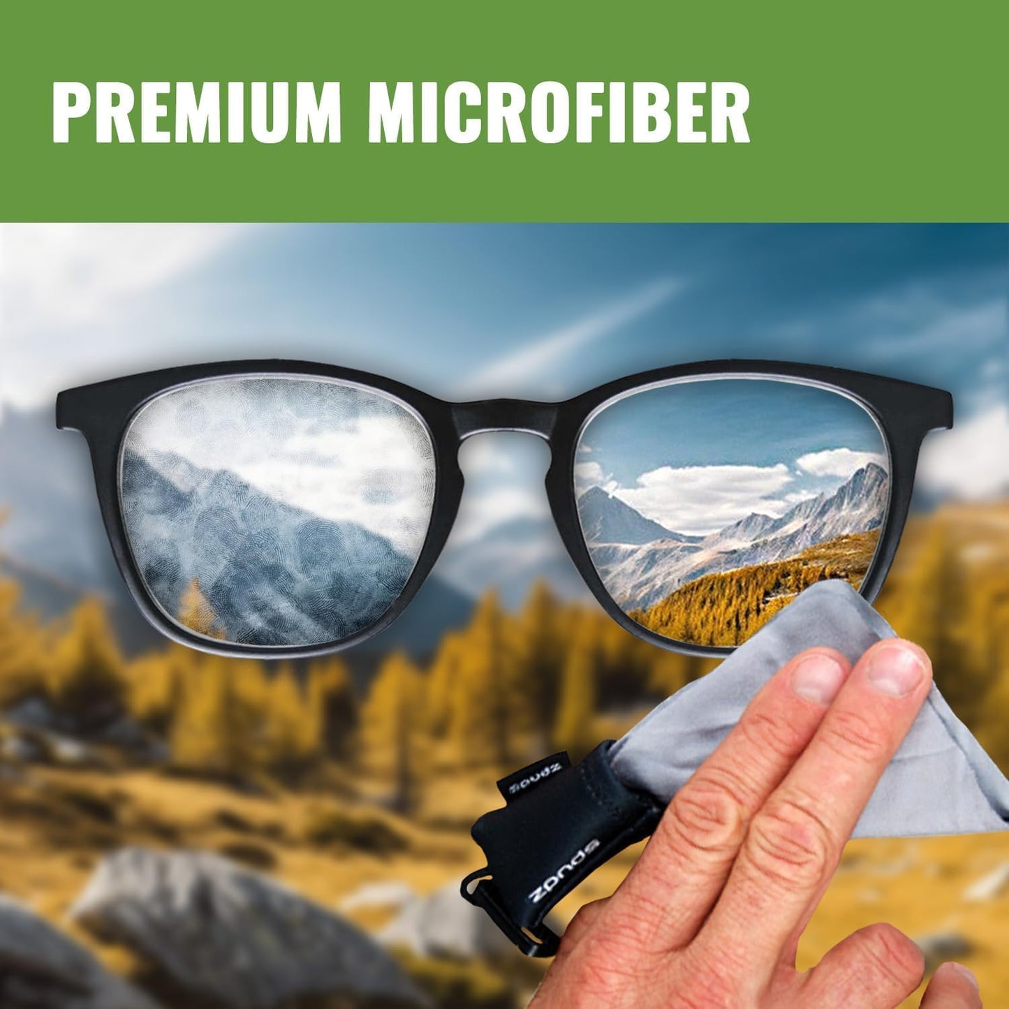 SPUDZ Classic Microfiber Lens Cleaner – Clip-On Pouch, Washable – for Binoculars, Scopes, Glasses, Screens | Cat, 6 x 6 Inch (2-Pack)