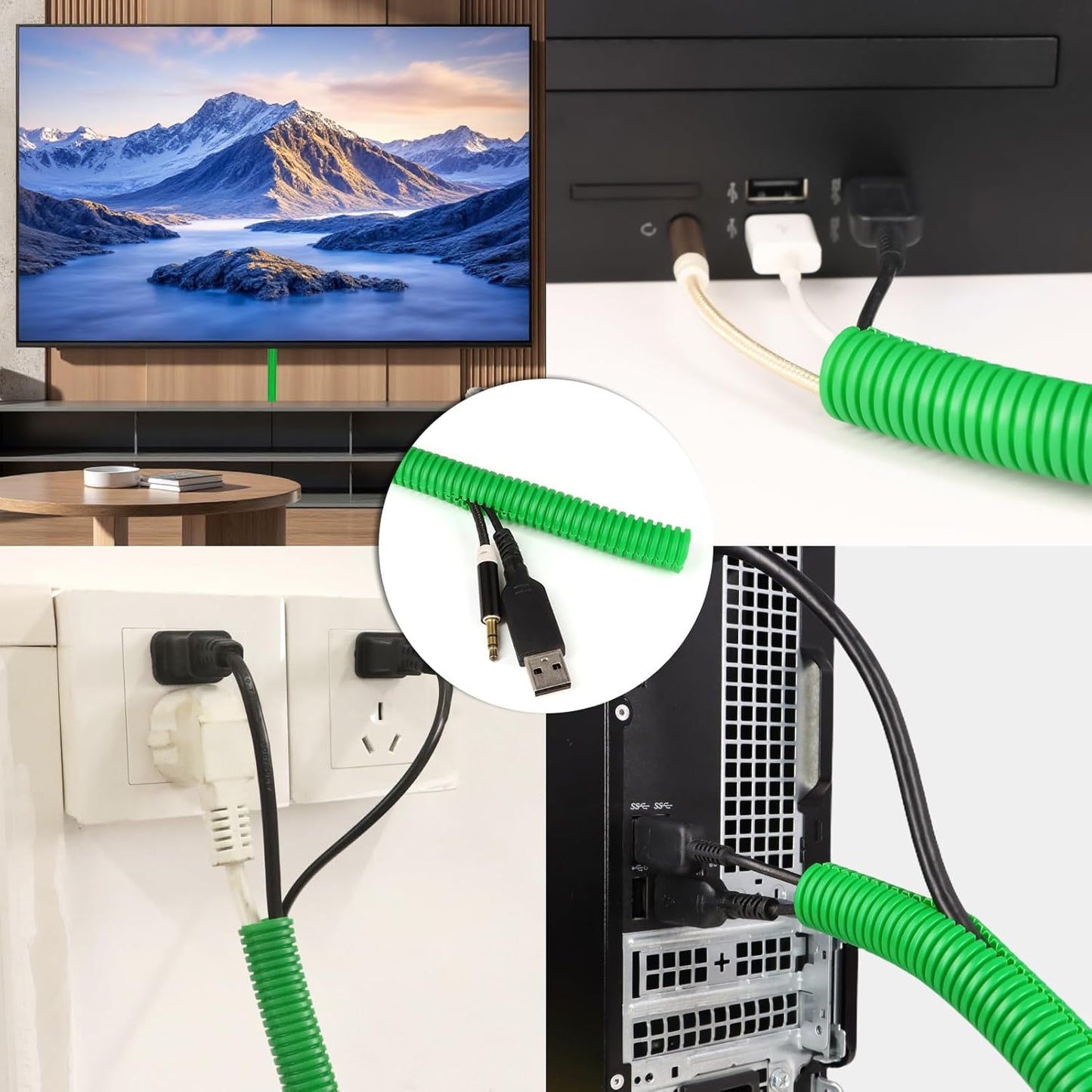 Split Wire Loom Tubing,10,25ft Cord Protectors from Pets No Chew, Flexible Wire Covers Cord Protectors, Protective Split Cable Sleeve for Automotive Home Industrial Wires(Green, 0.73inch-25ft)