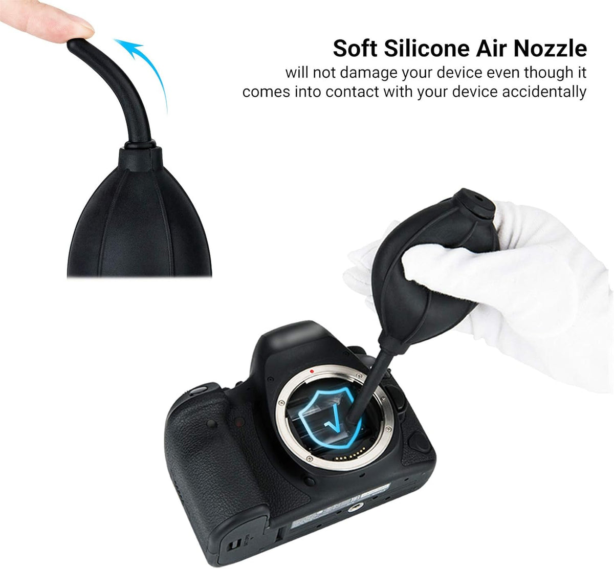 Soft Tip Silicone Super Air Blower Blaster Pump Dust Cleaner Include Micro Fiber Cleaning Cloth, Bulb Blower for Digital SLR Lens Sensor LCD Screens Musical Instruments Keyboards Telescope Filters