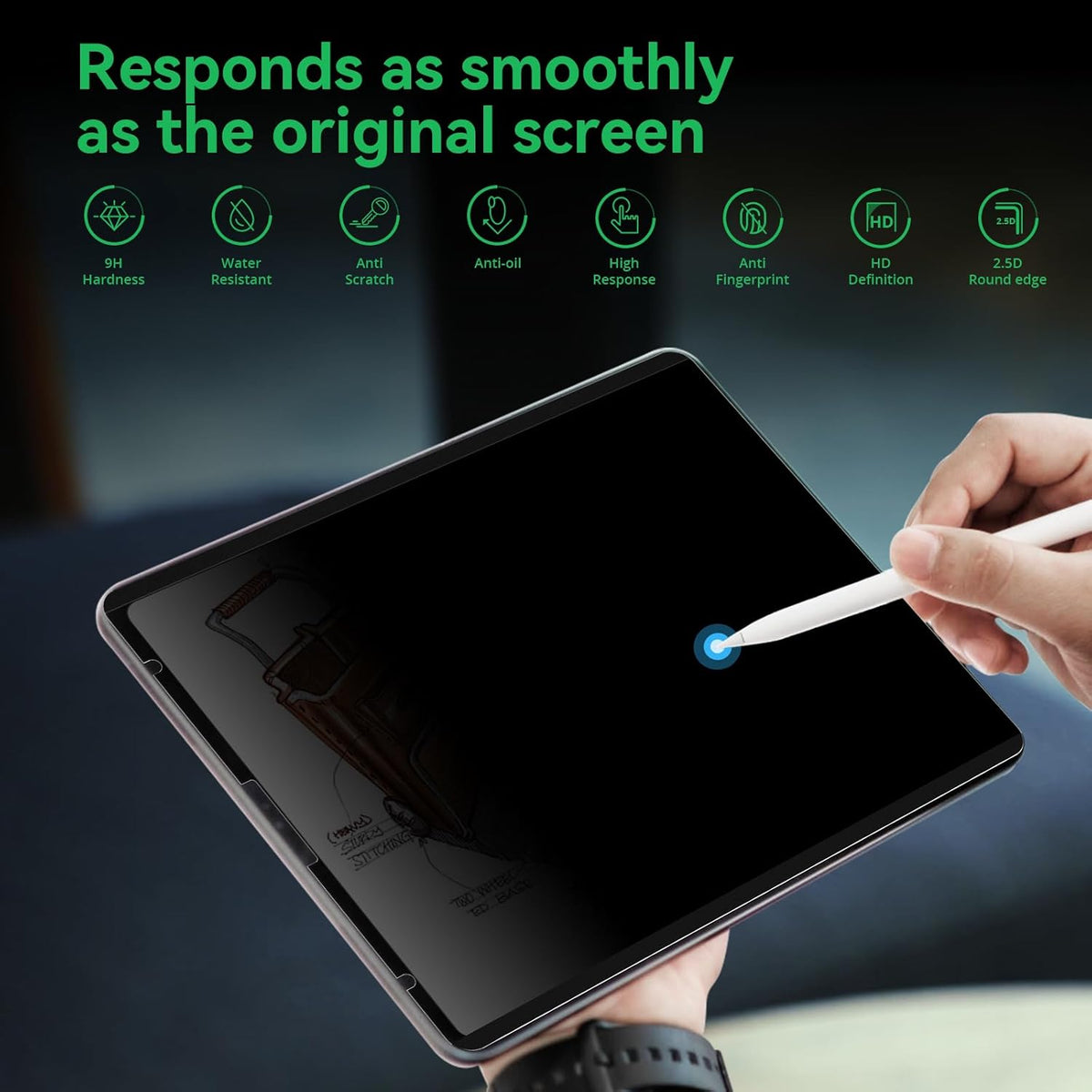 Magnetic Privacy Screen Protector Compatible with iPad Pro 11/Air4/Air5 10.9 In 2018-2022, Anti Glare Blue Light Film Anti-Spy Filter, Bubble-Free Shield Easy Install Guard Removable Cover