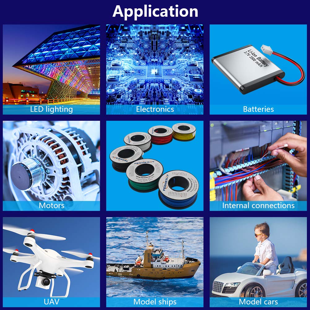 Fermerry 18 AWG Solid Core Wire Spool 25ft Each 6 Colors Flexible 18 Gauge Hook up Wire Kit Electrical Tinned Copper Wire PVC