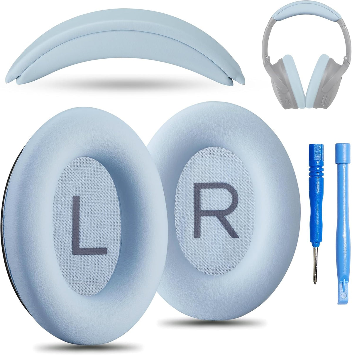 Replacement QC Ear Pad/Headband Pad Cushion. Compatible with Bose QuietComfort (2023) QC45 QCSE QC35 II Wireless Noise Cancelling Headphones (Moonstone Blue) Easy DIY Fit