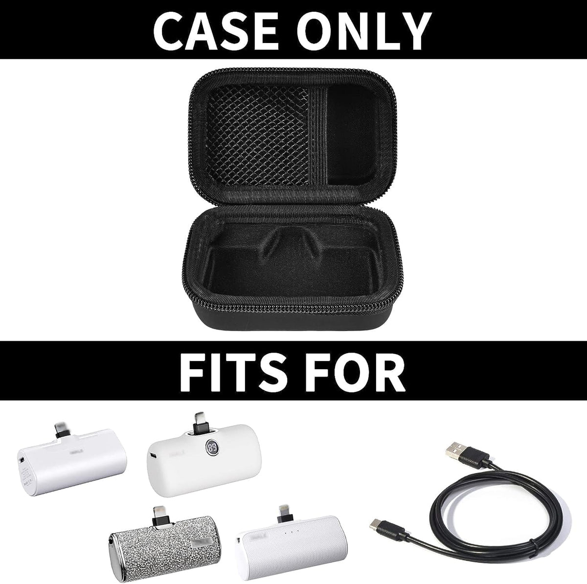 Portable Charger Power Bank Case for Swyop/for Feob/for Charmast/for JEJILL/for LanLuk/for VEGER/for iWALK/for Taegila/for Kuulaa and More Small Charging Battery Pack - Bag Only (Black)