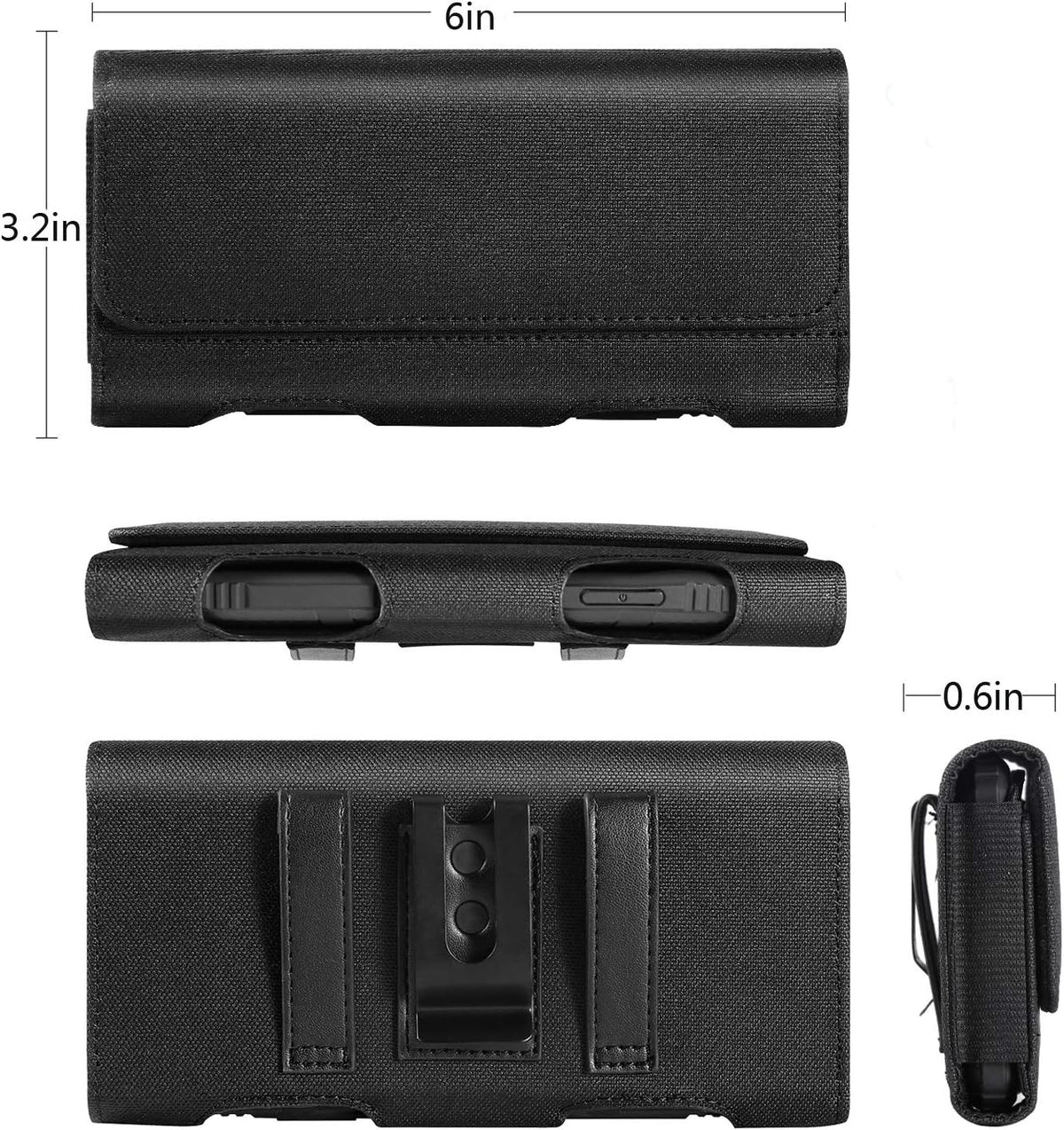 BECPLT for iPhone 17 Pro 17/16/15/14/13/12/11 Pro Cell Phone Pouch Nylon Holster Case with Belt Clip Cover for iPhone Xs X Galaxy S25 S24 S23 S22 S21 S20 (Black)