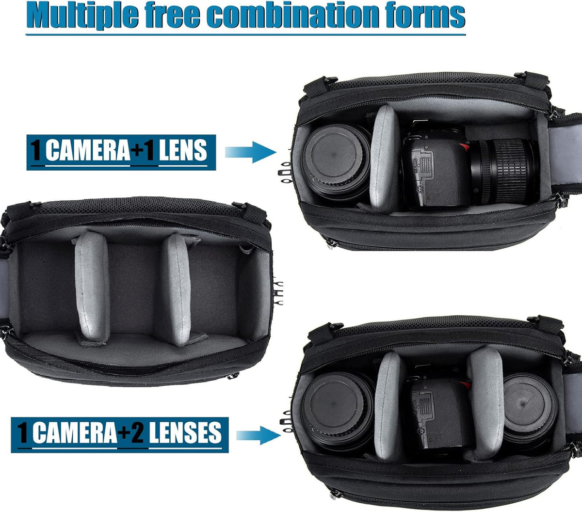 Cwatcun Waist Camera Case DSLR SLR Bag Sling Shoulder Camera Bag Water Resistant Pack for Camera Carrying Case for photographer Hiking Shooting Traveling Men Women