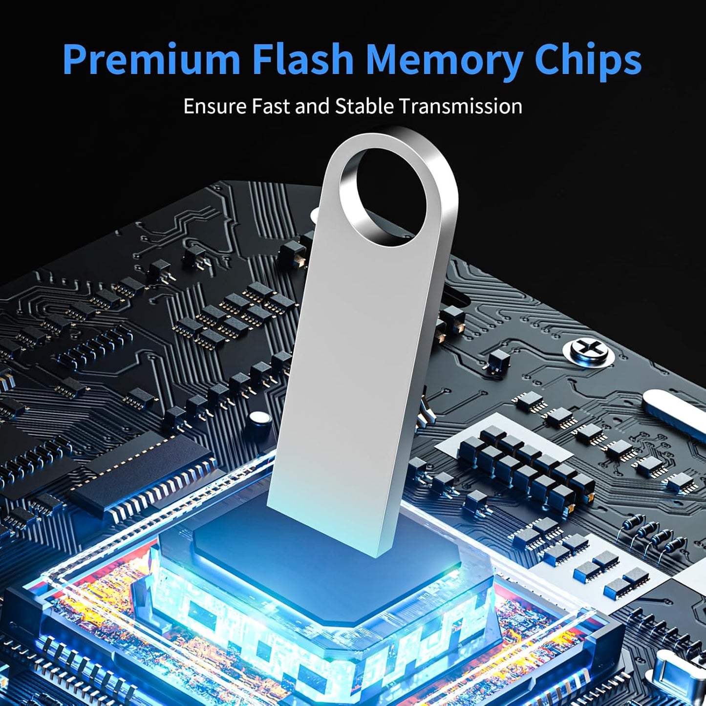 USB 3.0 Flash Drive 128GB 2 Pack, Wooolken High Speed USB 3.0 Thumb Drives Sleek Metal Flash Drives with Keychains, Memory Stick, USB Drive for PC/Computers/Mac/Laptops