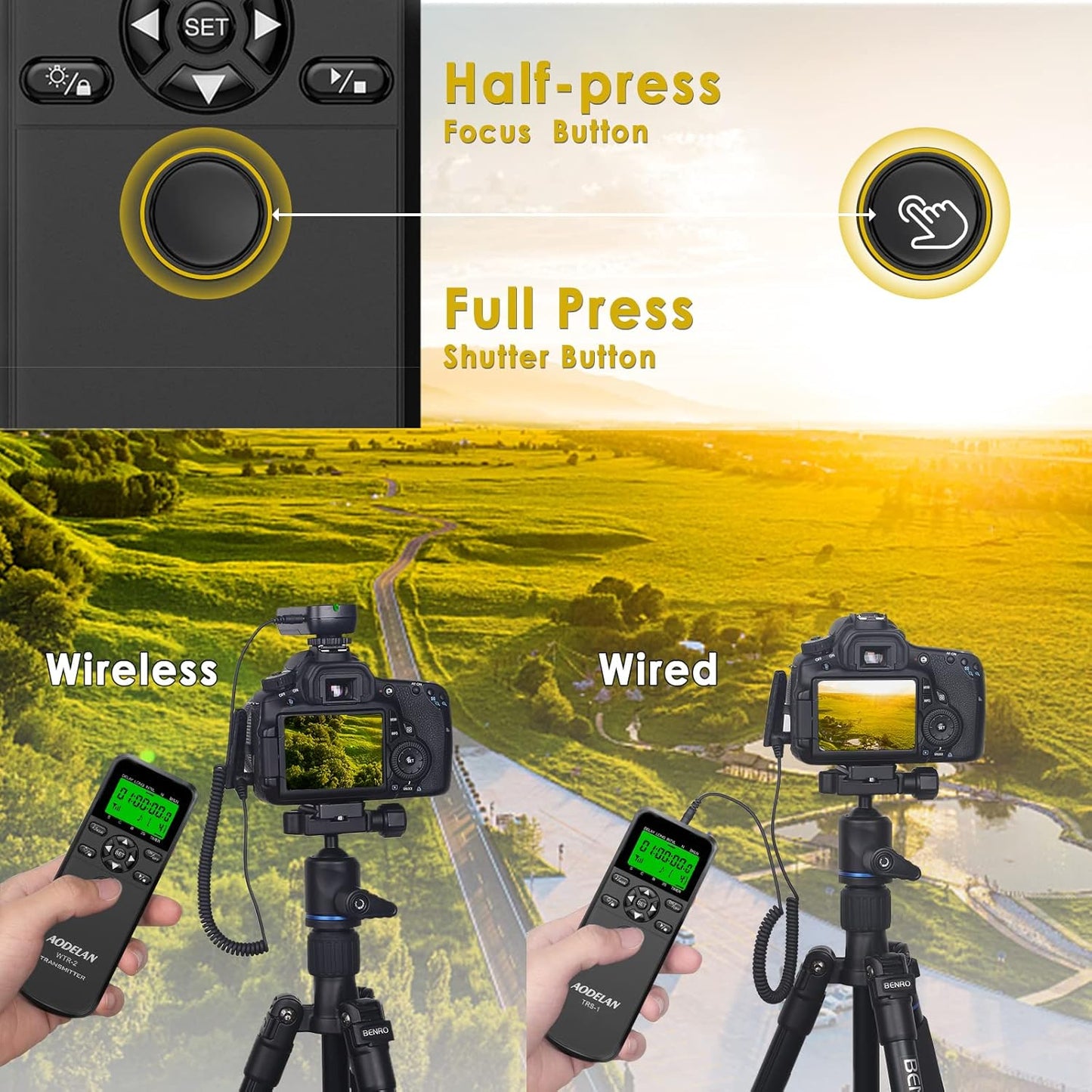 Wireless Shutter Release Timer Controller and Intervalometer with LCD and HDR for Olympus OM-D E-M10 Mark II, Pen E-PL8, Pen-F and for Panasonic Lumix DMC-G7, G85, GH4