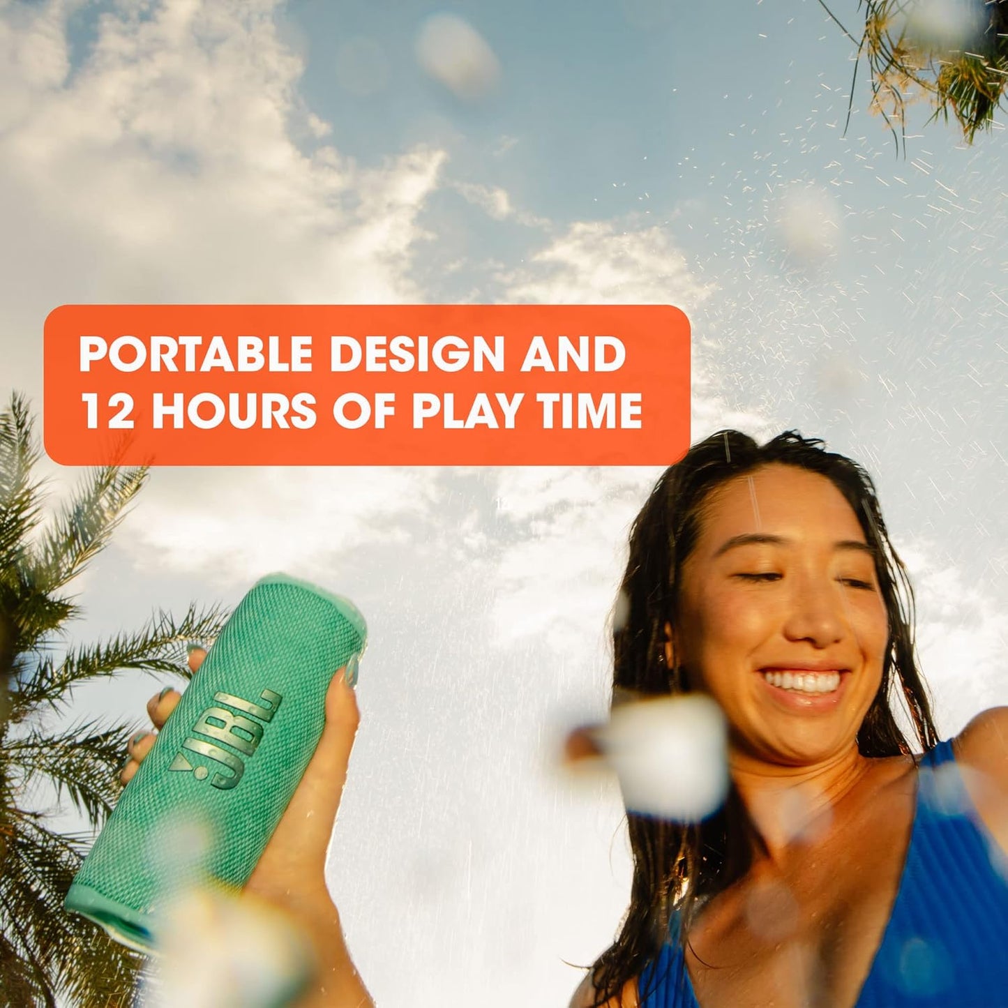 JBL Flip 6 - Portable Bluetooth Speaker, powerful sound and deep bass, IPX7 waterproof, 12 hours of playtime, JBL PartyBoost for multiple speaker pairing for home, outdoor and travel (Teal)