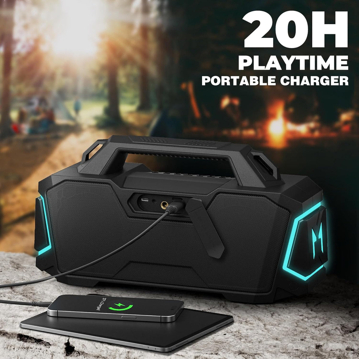 Bluetooth Speaker,Musibaby M1 Portable Bluetooth Speakers:Loud Stereo Sound with Subwoofer,Deep Bass,IPX6 Waterproof,Wireless Speaker with BT5.3,Dual Pairing,20H+ Playtime for Outdoor,Beach(Blk)