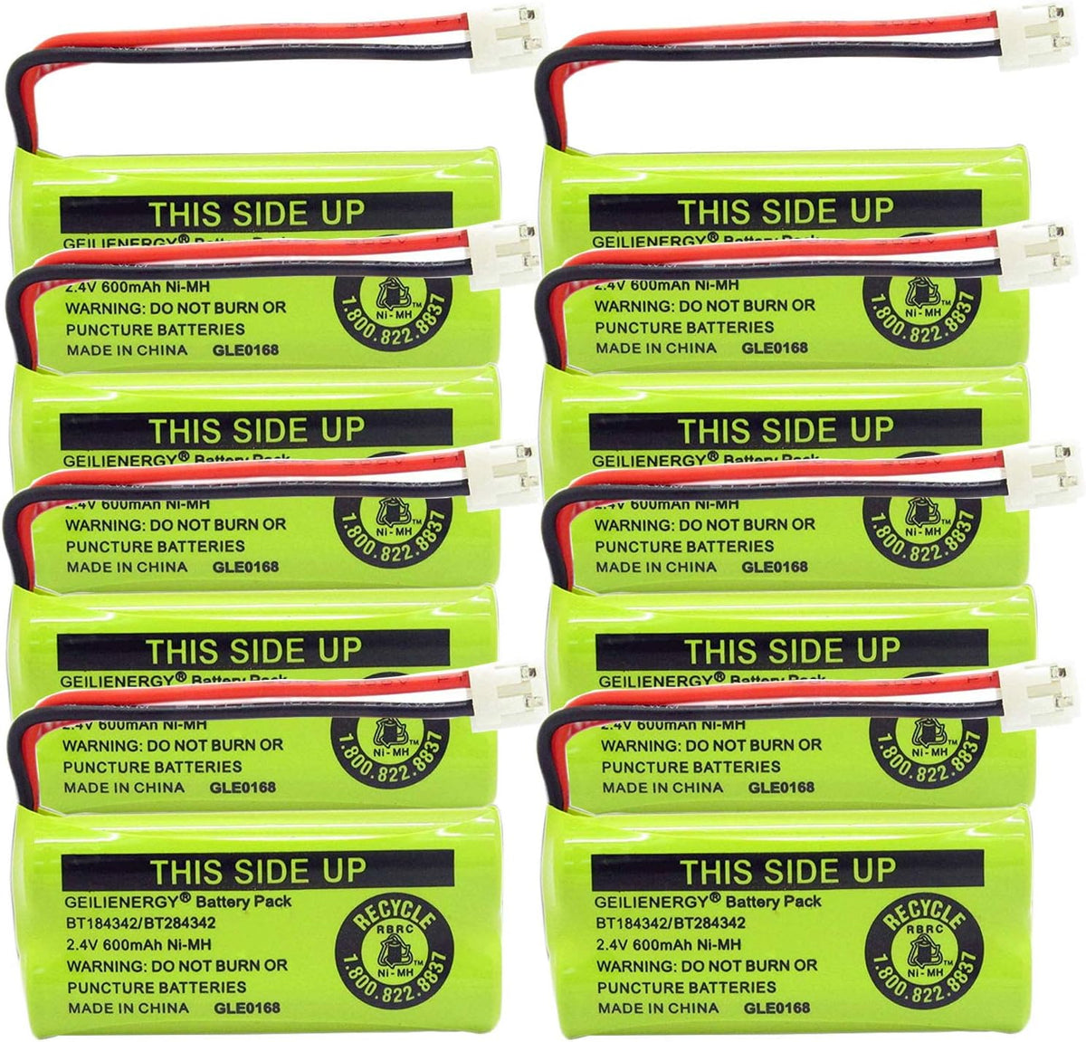 BT184342 BT284342 Rechargeable Phone Battery Compatible with for AT&T BT18433 BT28433 BT-8300 BT1011 BT1018 Vtech 89-1326-00-00/89-1330-01-00/Empire CPH-515D (8-Pack 184342 Batteries)