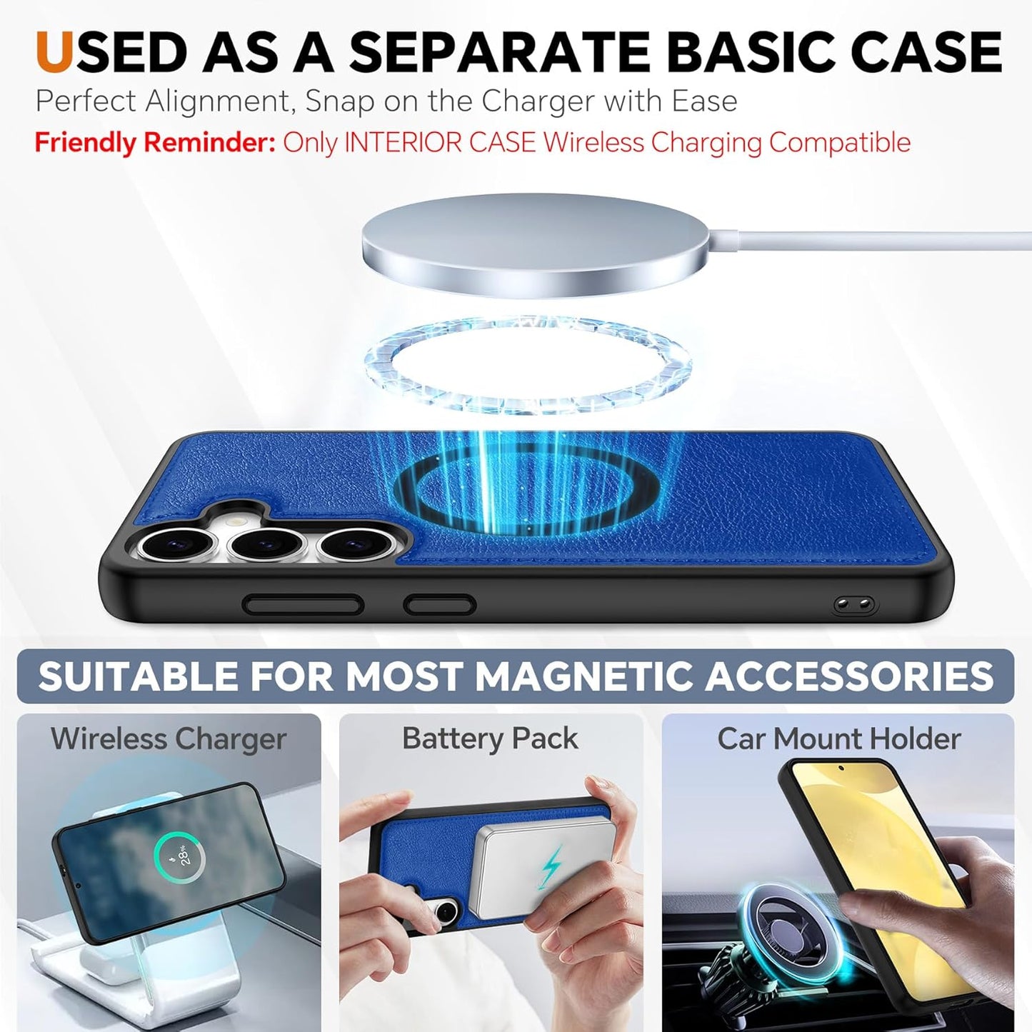 TUCCH Case Wallet for Galaxy S25 Plus, Removable [2 in 1] [Wireless Charging] Wrist Strap PU Leather Magnetic Stand RFID Blocking [4 Card Slots] Detachable Folio for Galaxy S25 Plus 6.7", Klein Blue