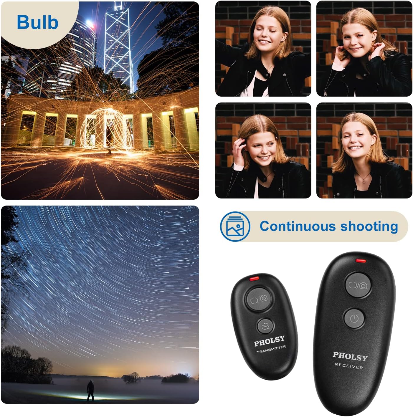 PHOLSY for Sony Camera Remote Shutter Release S6 Wireless Remote Control for Sony a77 ii, a99 ii a99 a77 a67 a65 a57 a55 a900 a850 a700 a580 a560 a550 a500 a400 a450 a300 a200 Replace Sony RM-L1AM