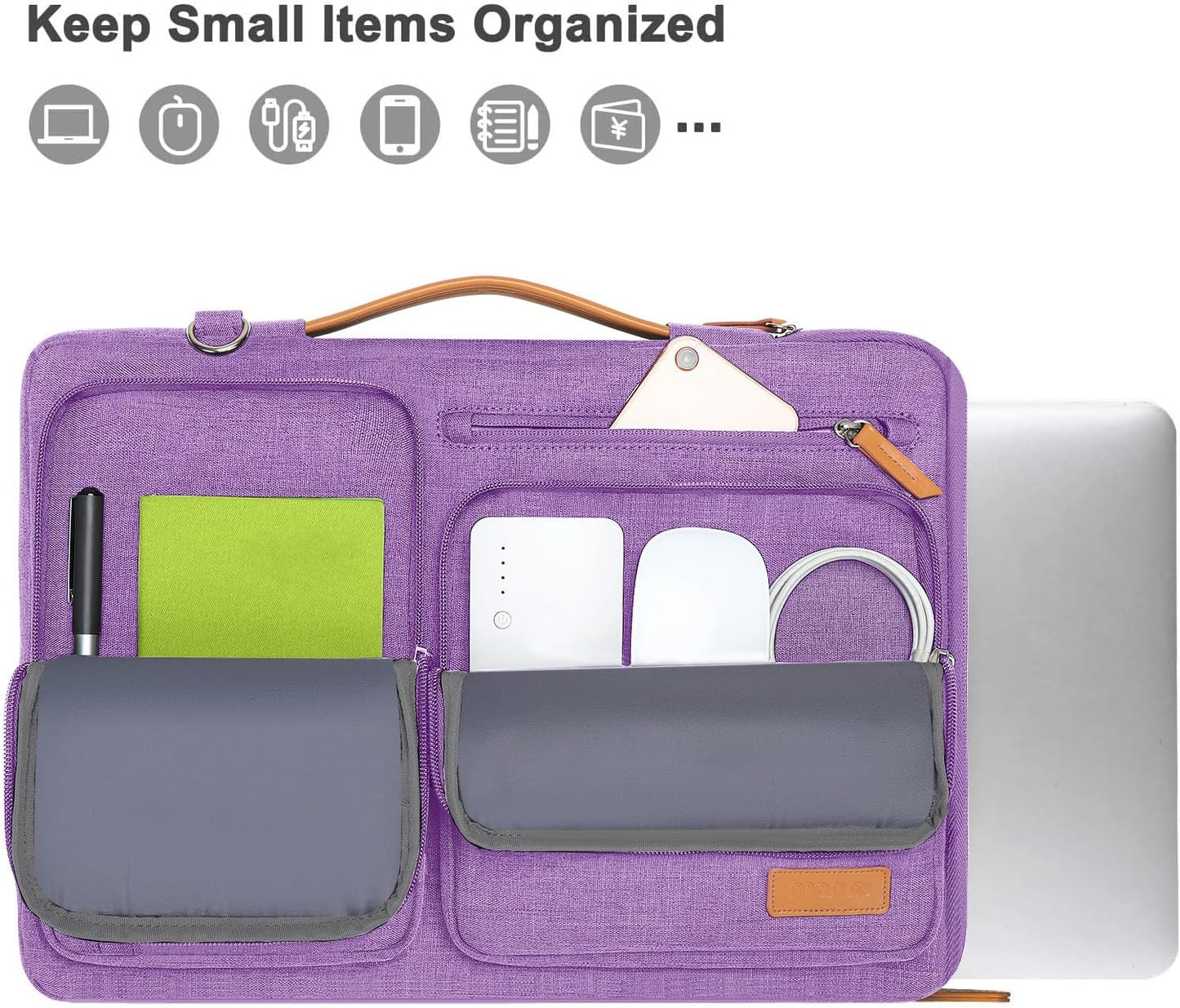 MOSISO 360 Protective Laptop Shoulder Bag,15 inch Computer Bag Compatible with MacBook Air M4 M3 M2/Pro A1990 A1707, Dell XPS Plus,Side Open Messenger Bag with 4 Zipper Pockets&Handle, Lilac
