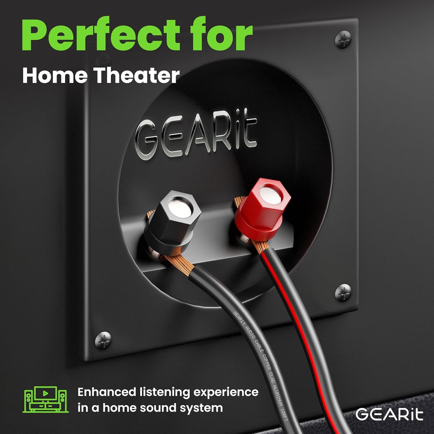 GEARit Speaker Wire 14 Gauge, Speaker Cable 200ft for Car Audio, Home Theater, CCA(Black)