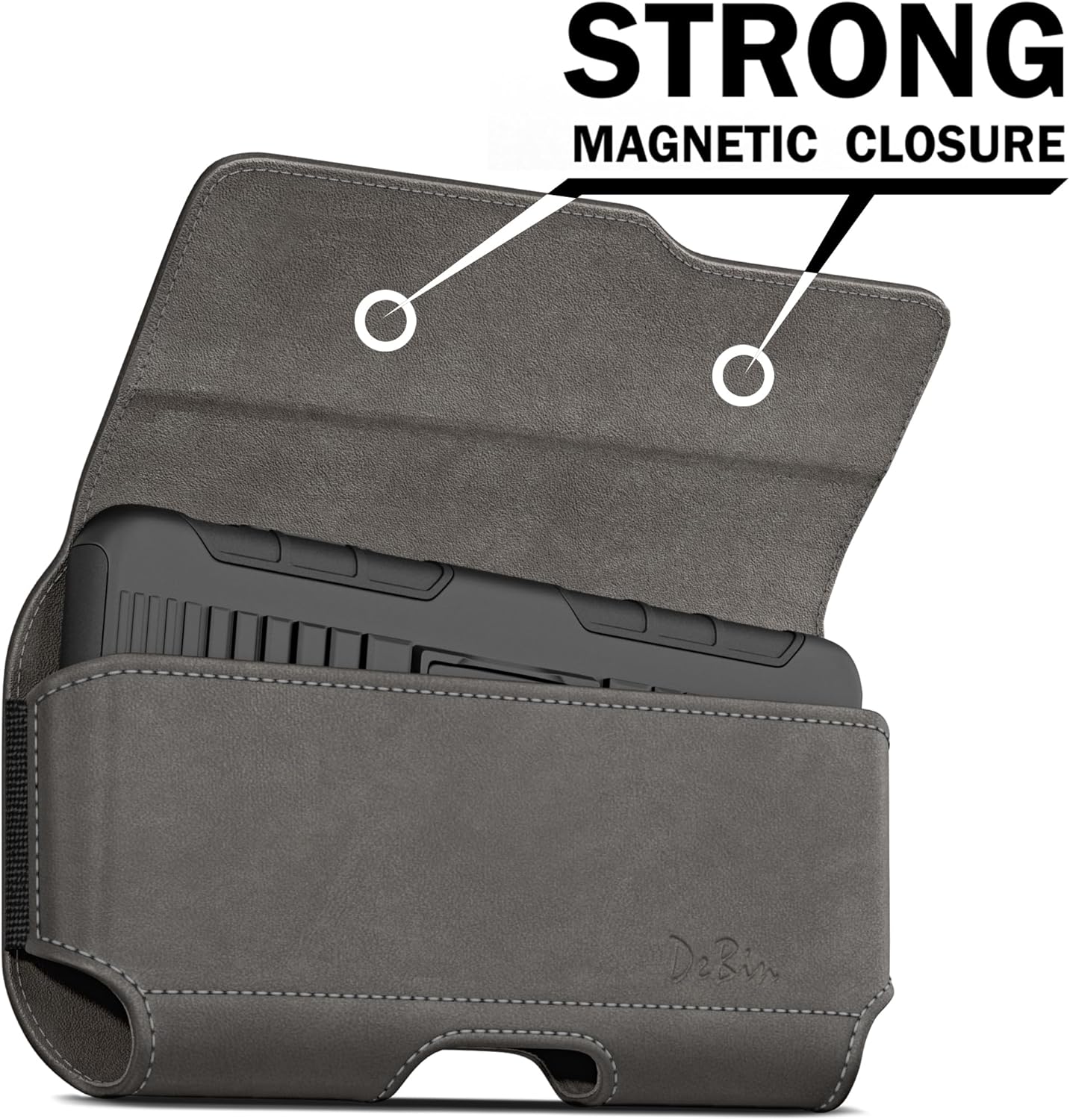 DeBin Holster for iPhone 17 17 Pro 16 Pro 16e 15 15Pro 14 13 12 11 Xs 10 X XR – Cell Phone Belt Holder Case with Clip for Men Women Pouch (Fits Protective Cover on) Pewter