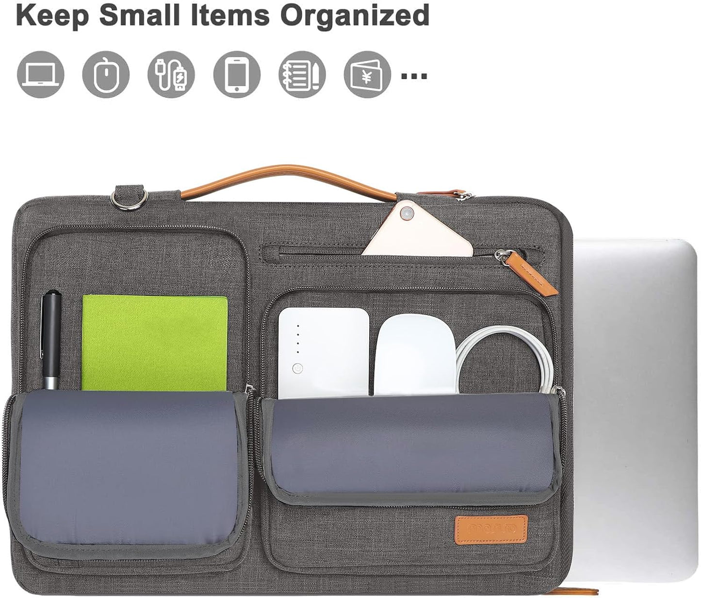 MOSISO 360 Protective Laptop Shoulder Bag,15 inch Computer Bag Compatible with MacBook Air M4 M3 M2/Pro A1990 A1707, Dell XPS Plus,Side Open Messenger Bag with 4 Zipper Pockets&Handle, Taupe Gray