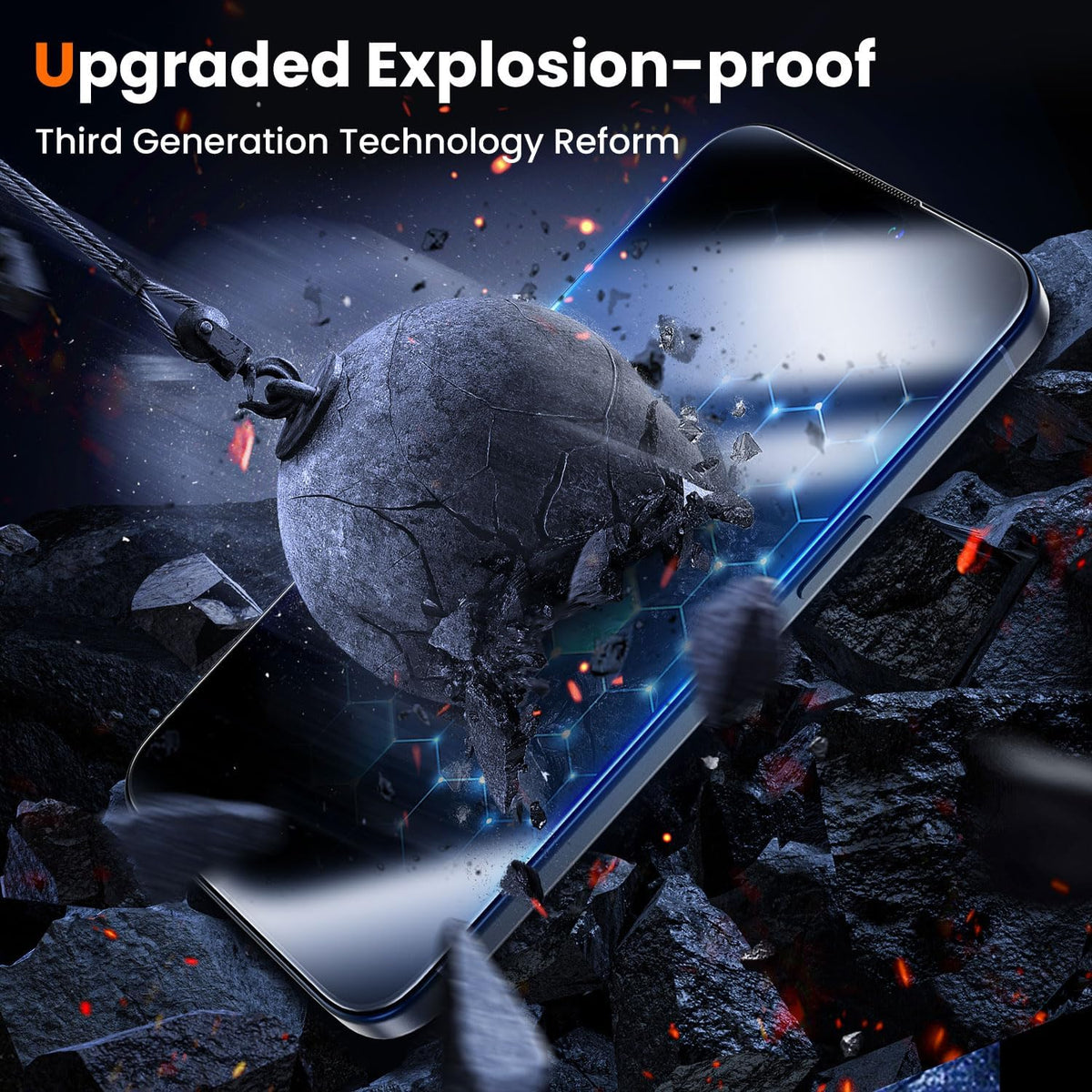 UniqueMe for iPhone 14 Plus/13 Pro Max Screen Protector - [Military Grade Shatterproof & 9H+ Hardness] Screen Protector 13 Pro Max Tempered Glass Full Coverage Protection, Easy Installation, 2 Packs