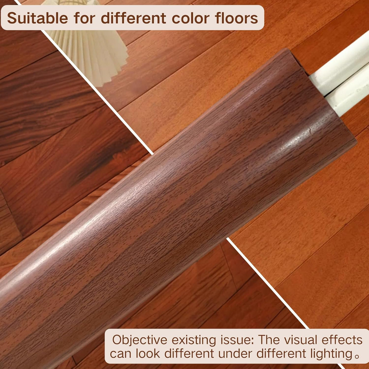 3.3ft Self Adhesive Floor Cord Cover, Cord Hider Floor, Cable Cavity:0.61"(W) x 0.32"(H),Heavy Duty Cable Protector, Hide Extension Cords, Cable Management Hide Wires on Floor,Walnut Wood