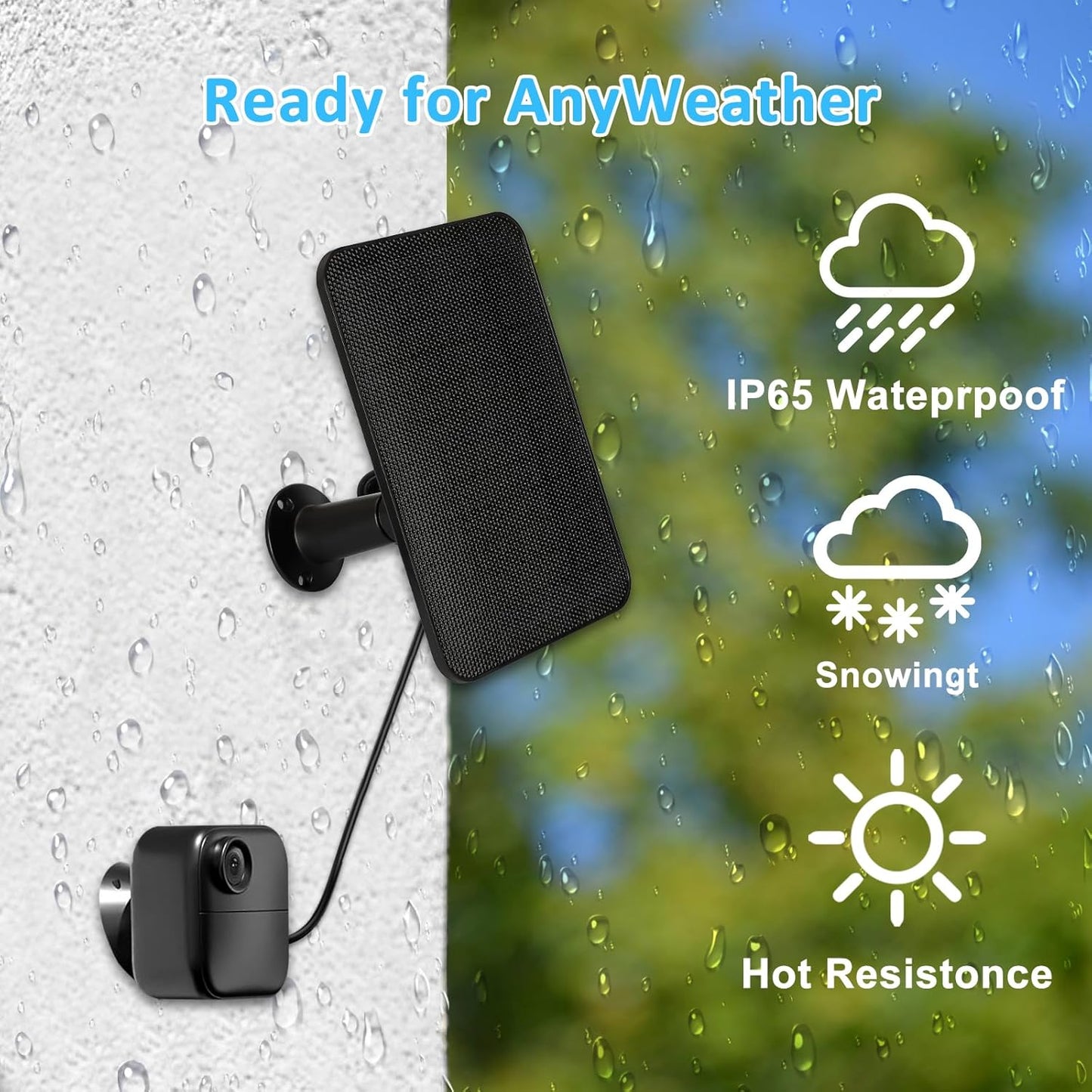 6W Solar Panel Charger for Blink Outdoor/Outdoor(3rd Gen)/XT XT2 Camera Solar Panel with 13.1ft Waterproof Charging Cable, Waterproof Rubber Plug, 360°Adjustable (for Blink 3-4PC)