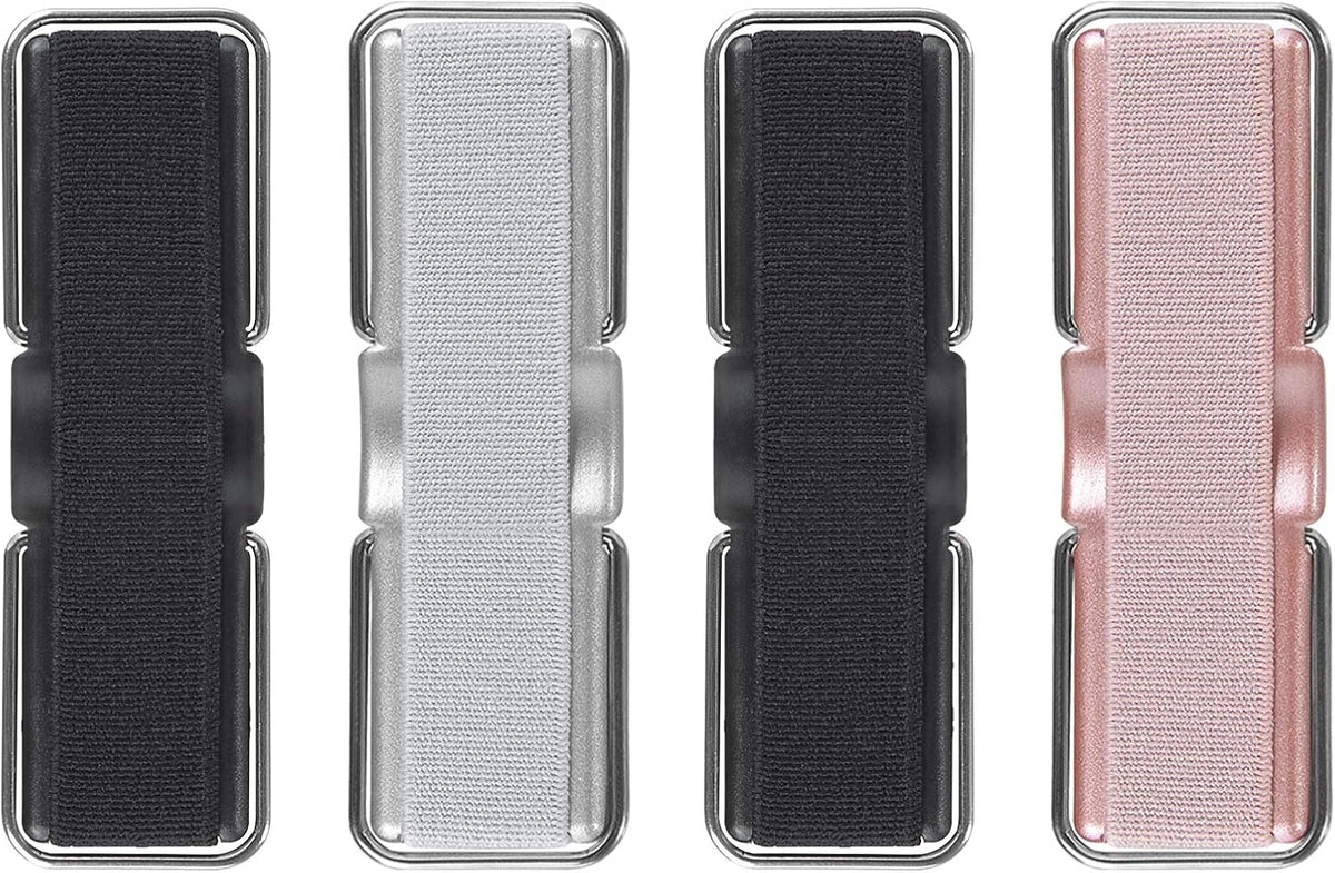 Phone Strap, CISID 4 Pcs Phone Finger Holder Back of Phone Grip with Stand Suitable for iPhone Samsung and Most Smartphones(Black Black Silver Rose Gold 4PCS)