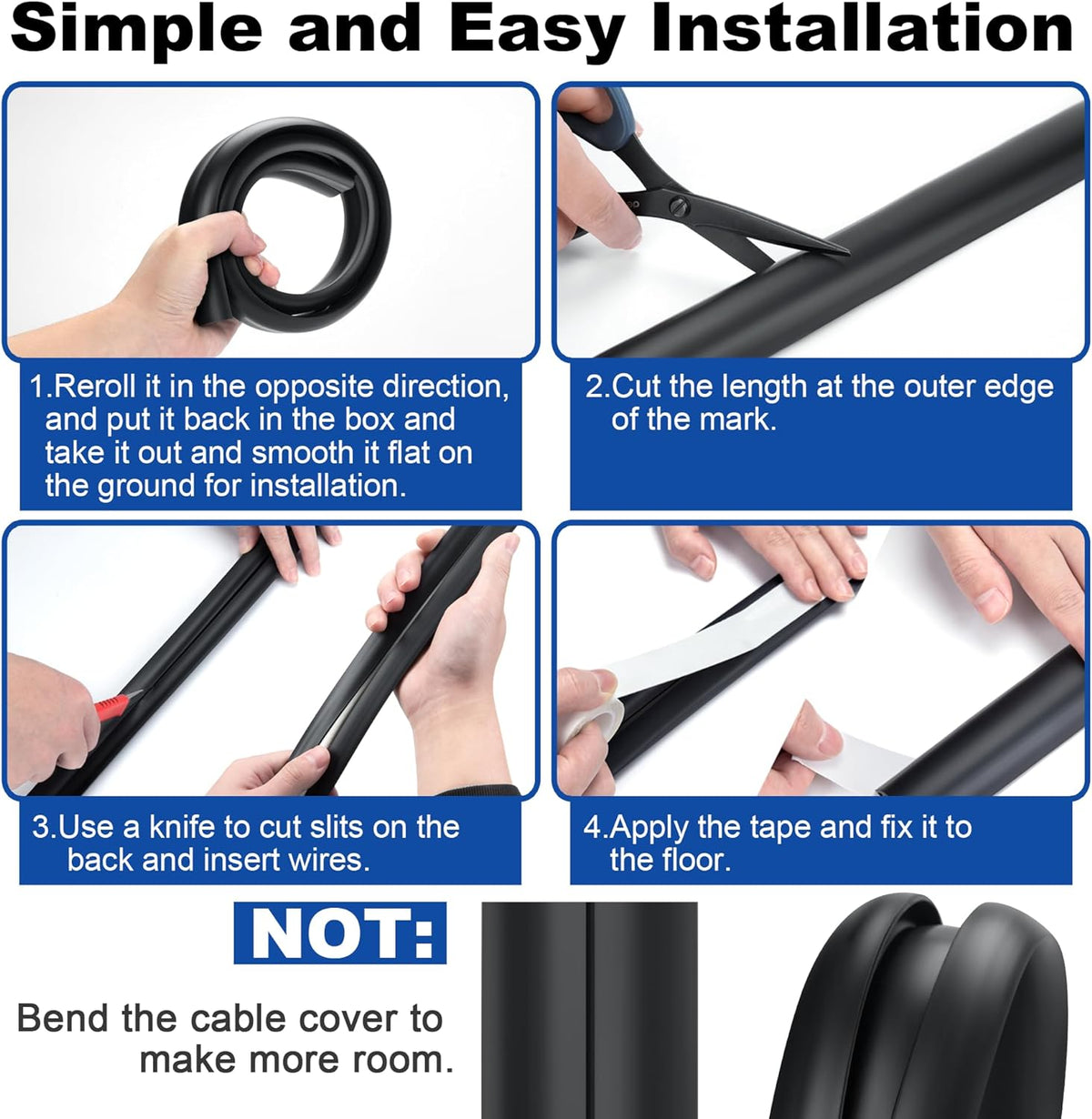 Cord Hider Floor 6ft LZEOY, Heavy Duty Cord Covers for Wires on Floor, Brown Floor Cable Management, Hide Cord Cover Floor, Electrical Cable Hider Cord Protector Floor, Cable Cavity: 0.78" W x 0.32" H