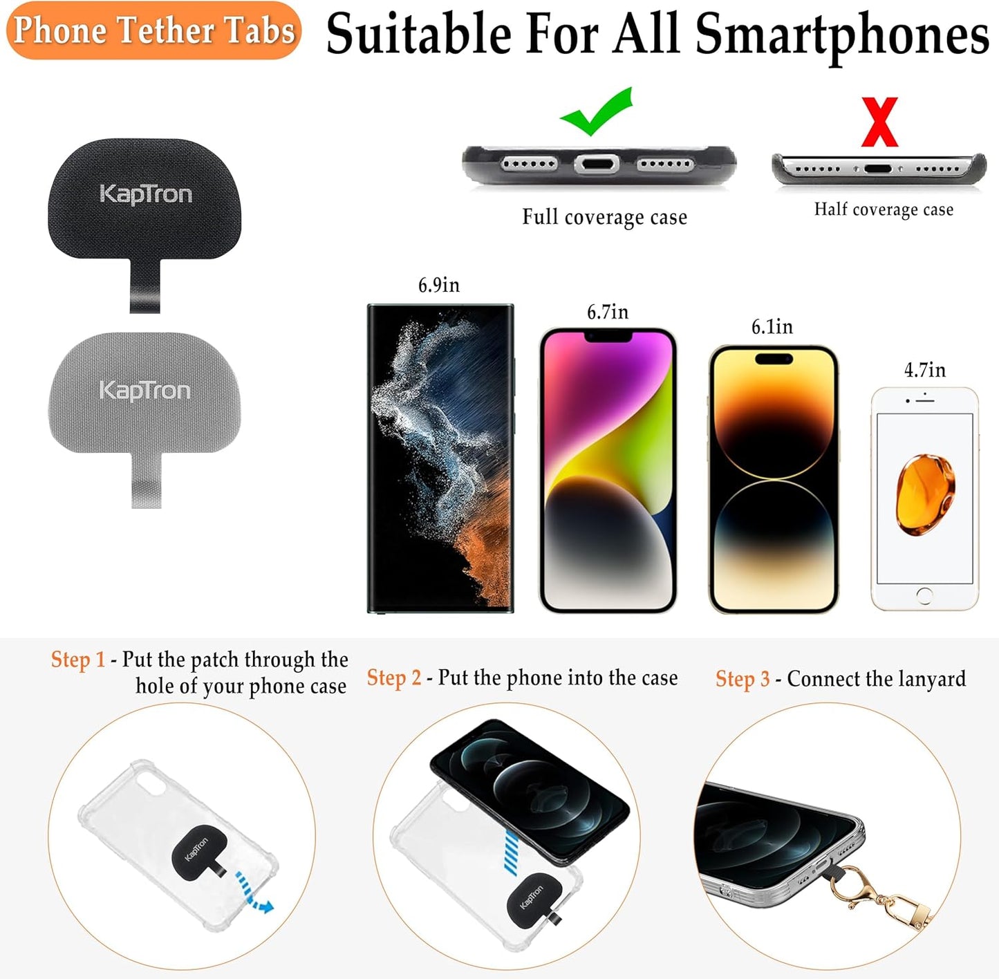 Kaptron Universal Phone Lanyard with Wrist Strap, Adjustable Crossbody Cell Phone Lanyard Neck and Wrist Strap with 2 Lobster Clips
