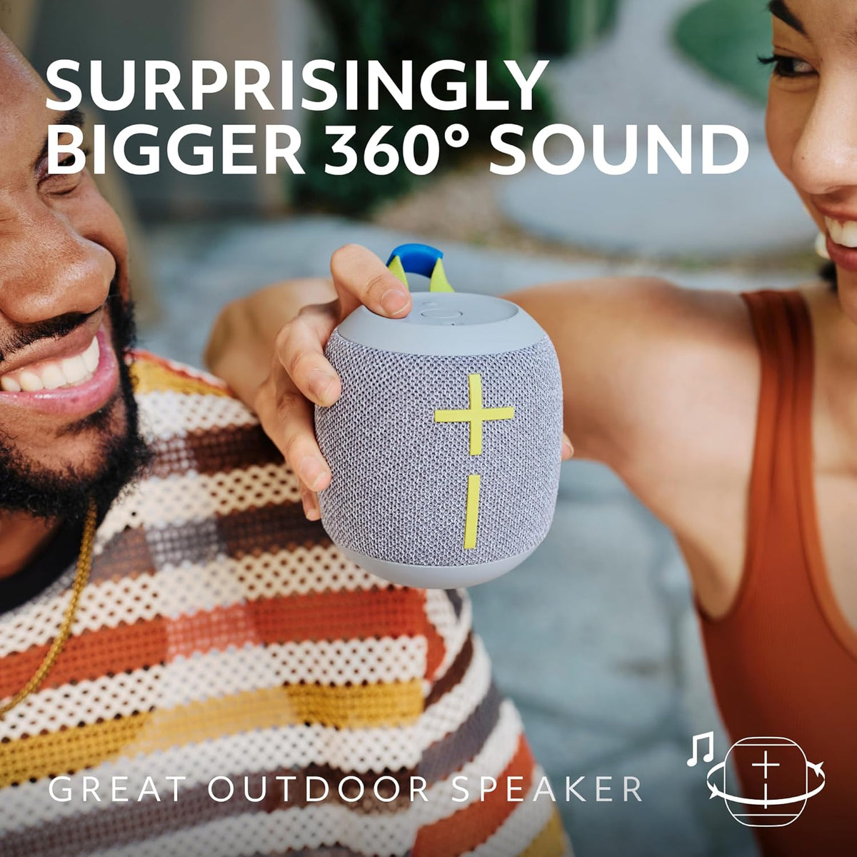 Ultimate Ears WONDERBOOM 4 Waterproof Bluetooth Outdoor Speakers with Big Bass & 360-Degree Sound, Dustproof Floating Wireless Speaker, 131ft Range - Black