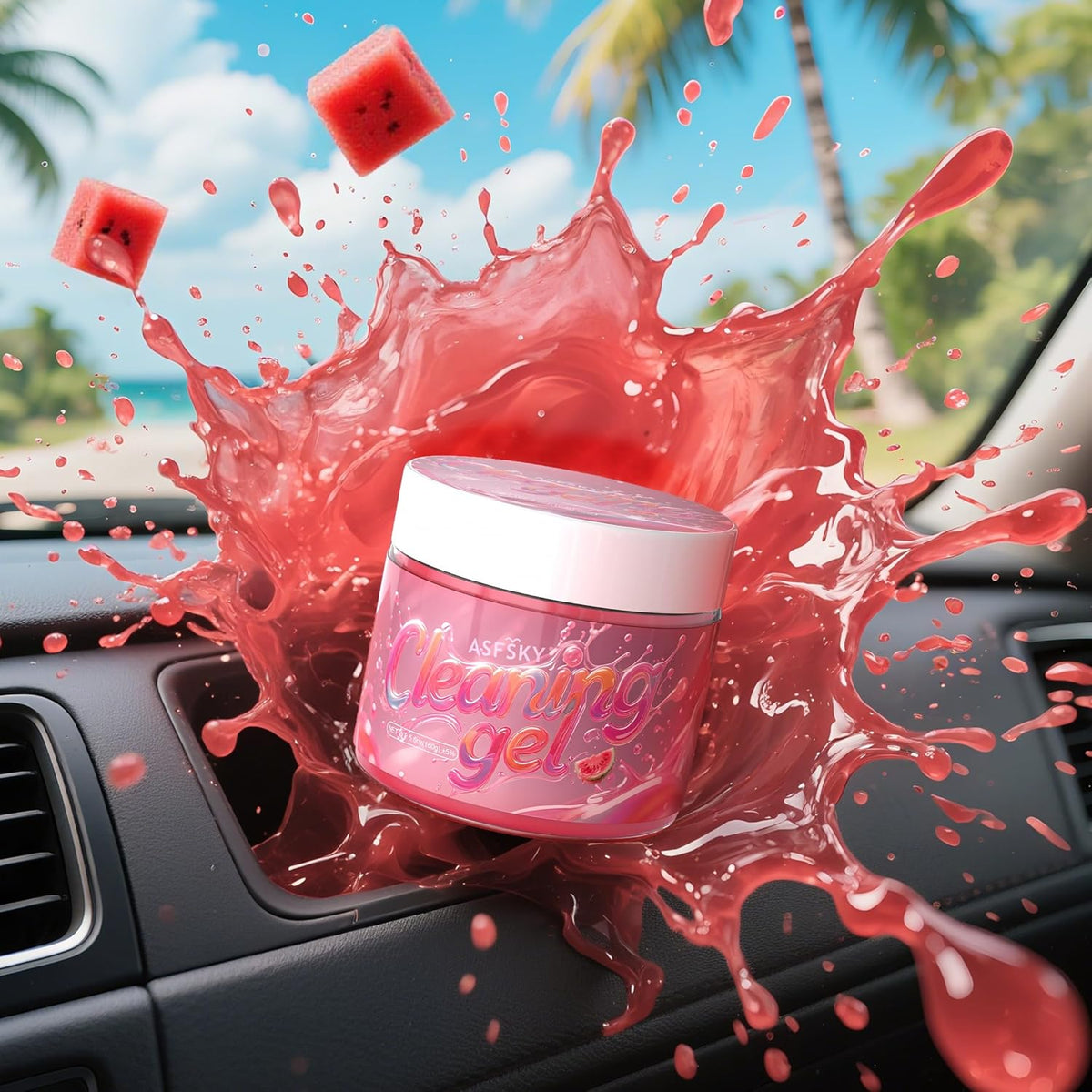 ASFSKY Car Cleaning Gel (Red,Watermelon) Cleaning Putty Universal Dust Cleaning Car Interior Cleaner Keyboard Dust Remover Car Slime Gifts for Men Women Girl（1 Pack）