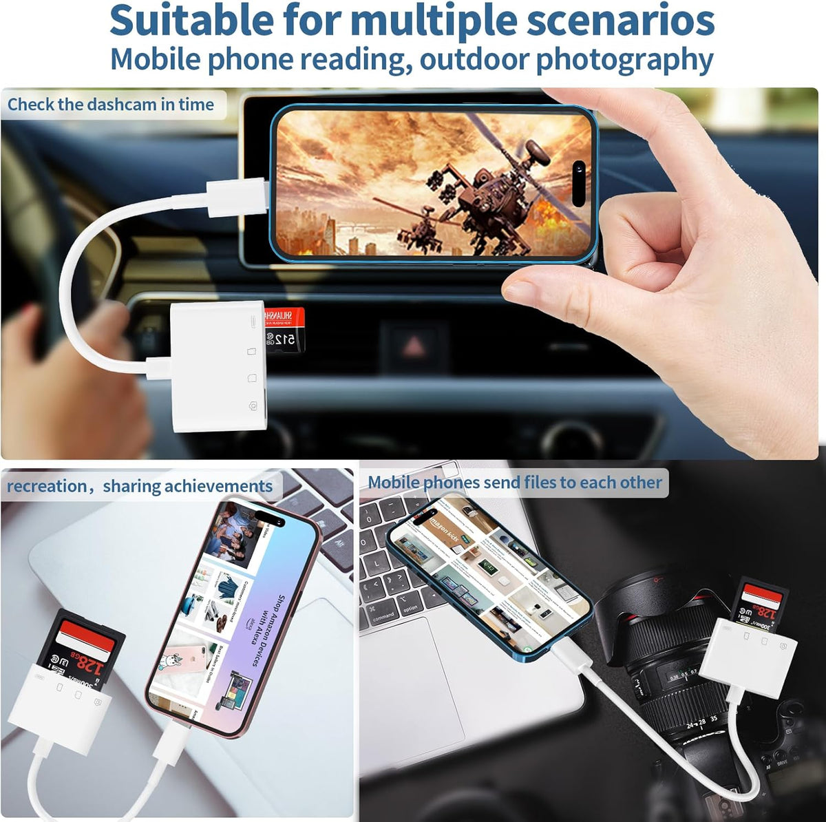 USB-C SD TF Memory Card Reader, 3-in-1 Type-C to SD/TF/USB OTG Camera Adapter Memory Card Reader Compatible for iPad, iPhone 15, 15Pro Max, MacBook Pro/Air,Chromebook Samsung and More USB C Devices