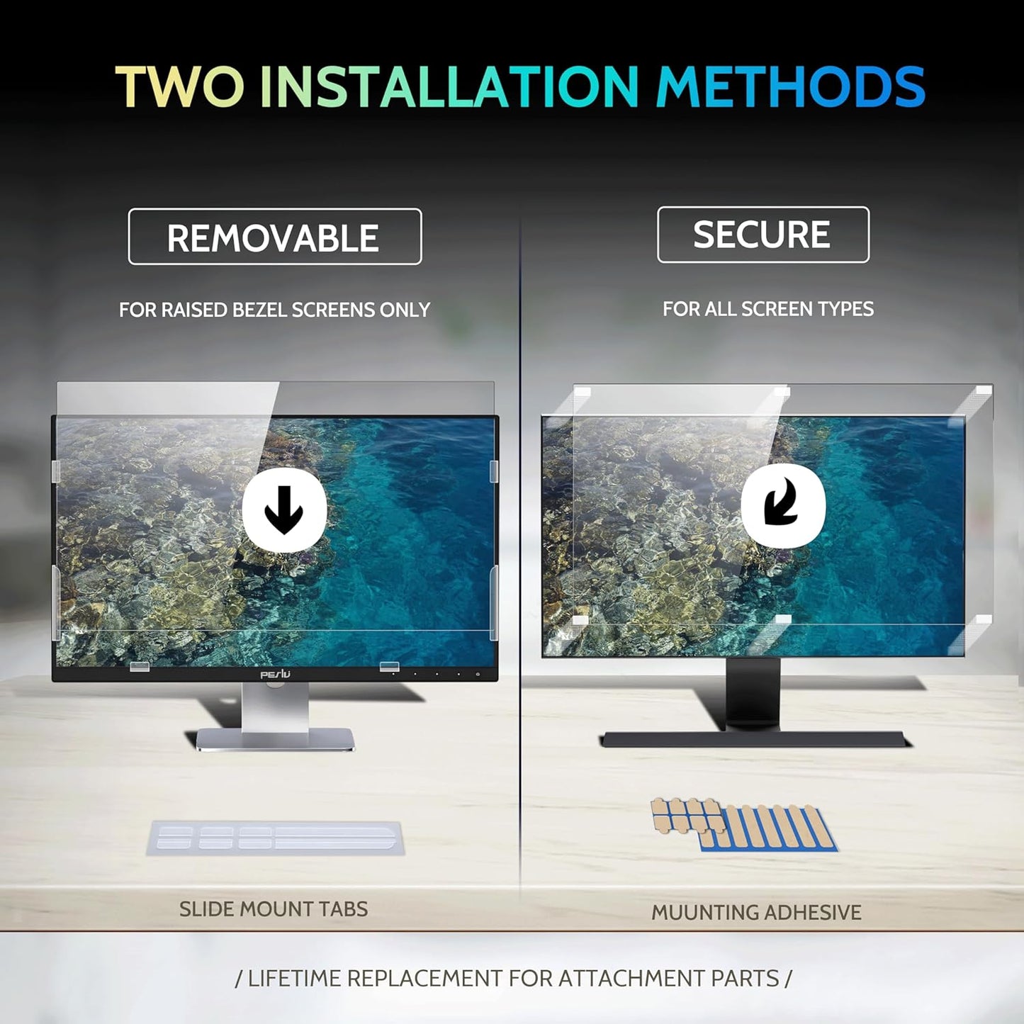 [2-Pack] 23.8 Inch Privacy Screen for Computer Monitor 16:9 Aspect Ratio, Eye Protection Anti Blue Light Glare Shield, 23.8inch Removable Black Blackout Anti Spy Desktop Security Private Filter
