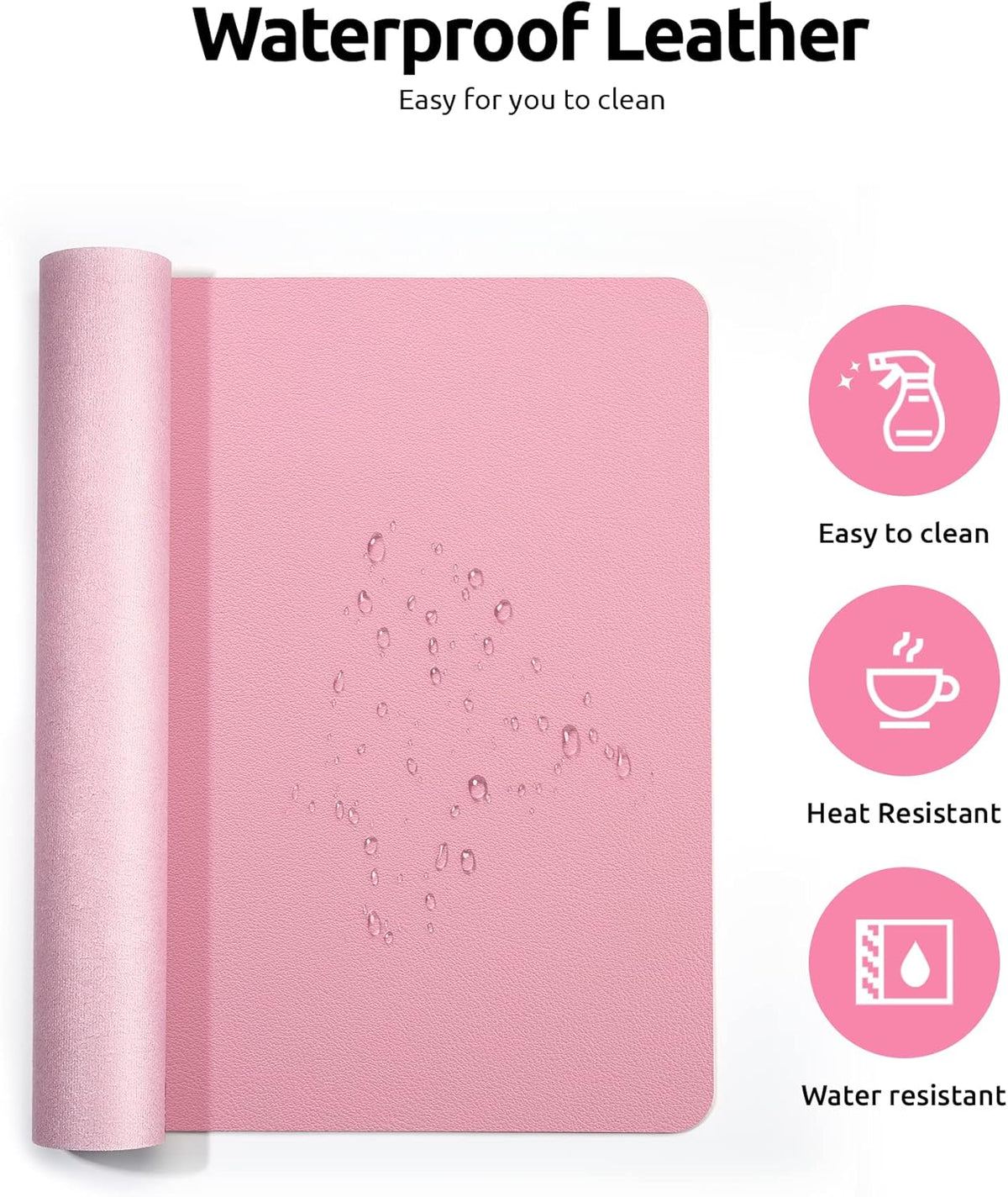 YSAGi Leather Desk Protector, Office Mat, Large Mouse Mat, Non-Slip PU Leather Blotter, Laptop Desk Mat, Waterproof Writing Pad for Office and Home (Pink, 35.4" x 17")