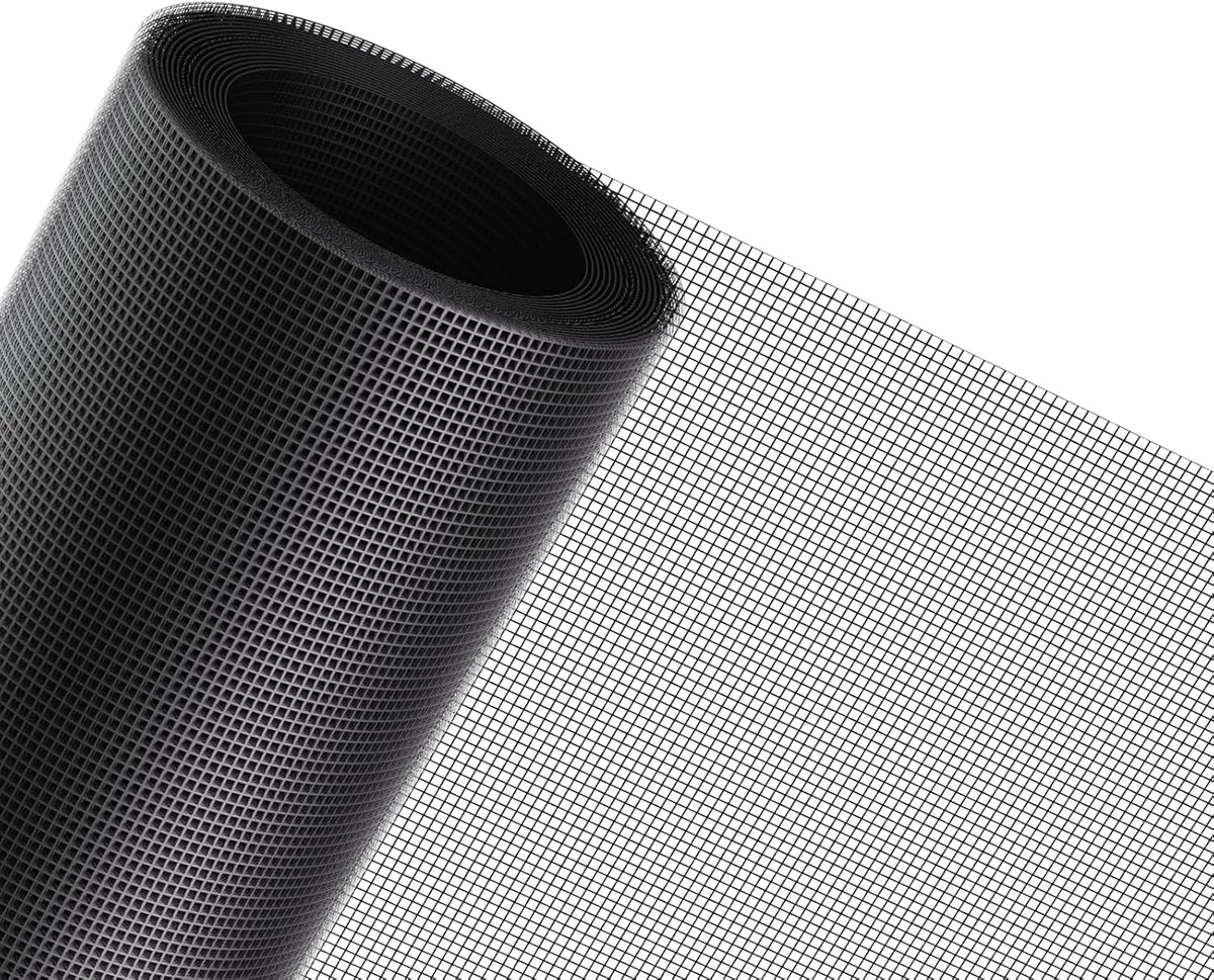 MAGZO Window Screen Replacement Mesh 48"W x 99"L - DIY Adjustable Polyester Pet Proof Screen Door Mesh for Patio Sliding Doors Window Screen Repair Kit, Durable, Washable, Black