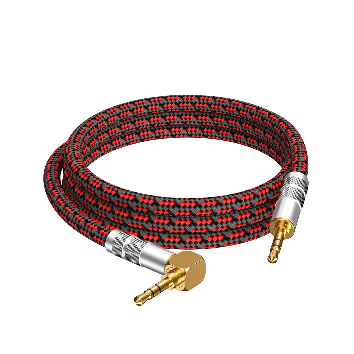 Audiophile High Purity Copper Aux Audio Cable 3.5mm Male to 3.5mm Male Audio Auxiliary Cord Gold-Plated Stereo HiFi Adapter Cable (Straight to Right Angle, 6.5ft/2m)