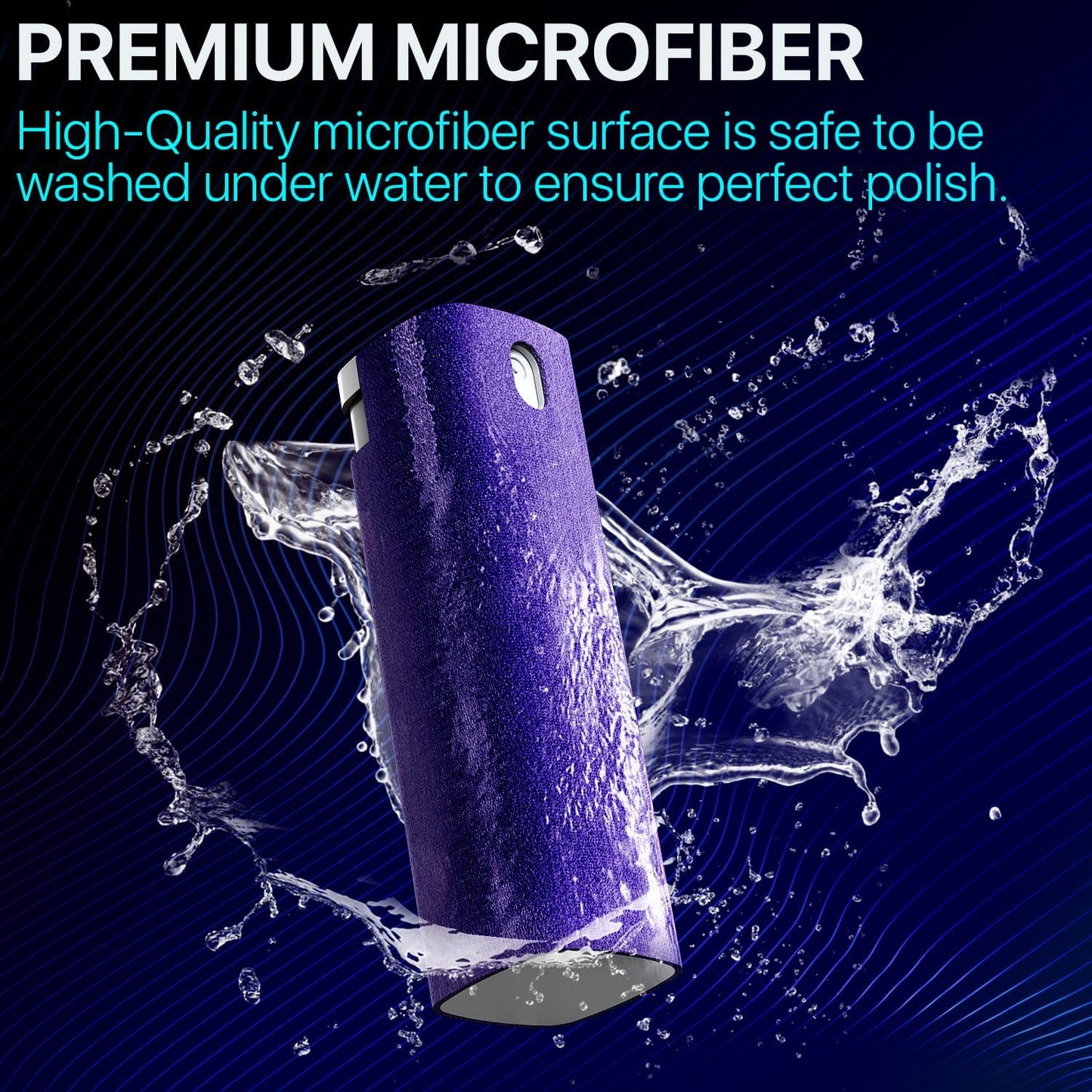 Mini Screen Cleaner Spray – Finger Proof Screen Cleaner for Smartphones, iPads, MacBooks, Laptops, Car Screens, Touchscreens – 3in1 Mist Cleaner, Microfiber Cloth and Protective Cover -Purple