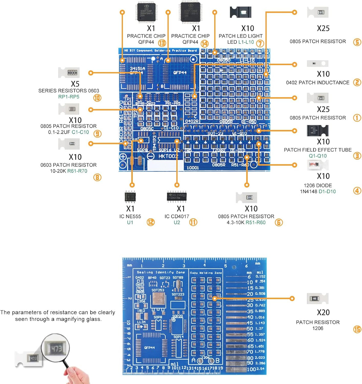 Soldering Practice Kit DIY Senior Two-sided SMD 1-row Red Flash LED Plug-in Circuit Kit Learn Soldering Kit For Beginners