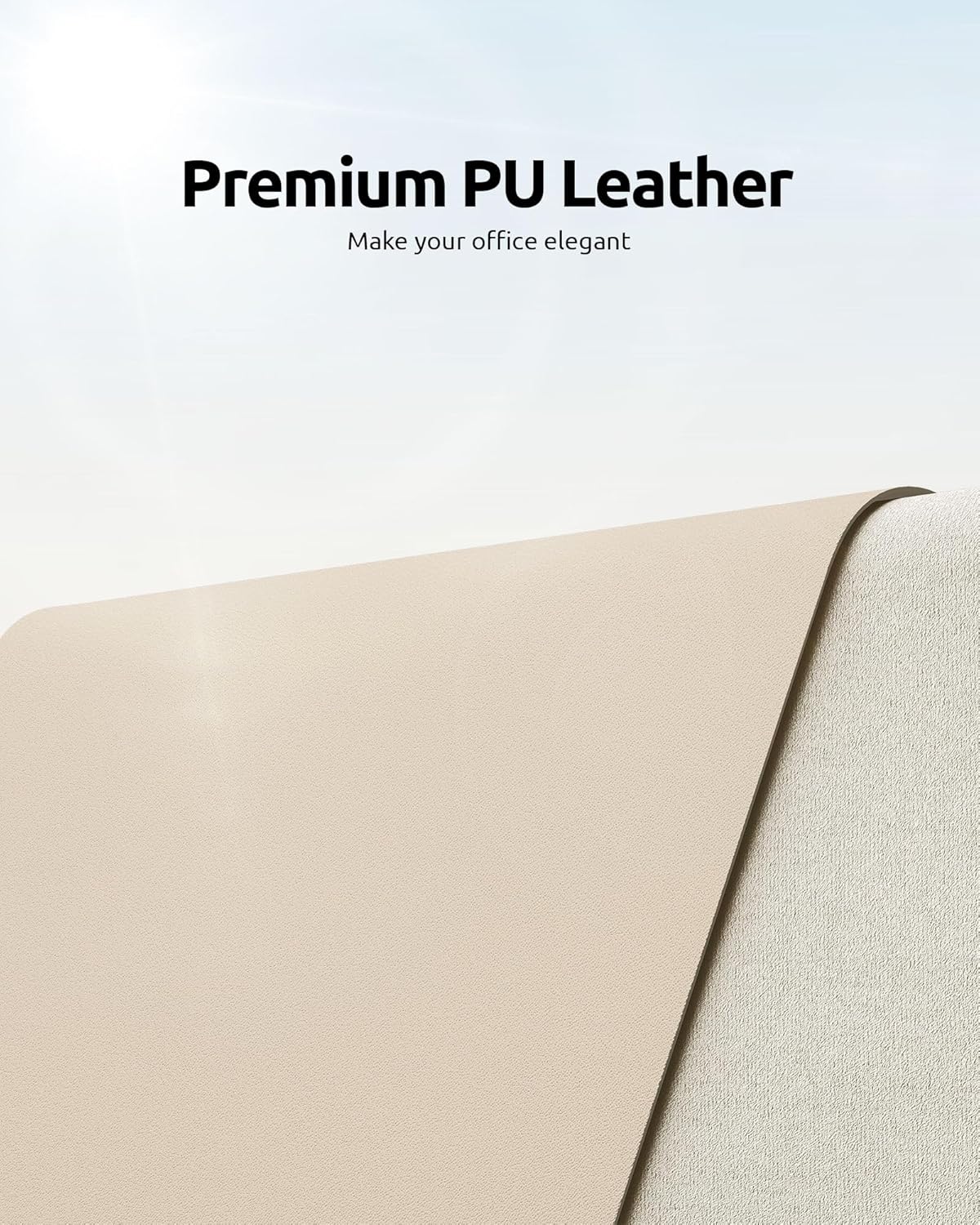 YSAGi Leather Desk Protector, Office Mat, Large Mouse Mat, Non-Slip PU Leather Blotter, Laptop Desk, Waterproof Writing Pad for Office and Home (Eggshell, 35.4" x 17")