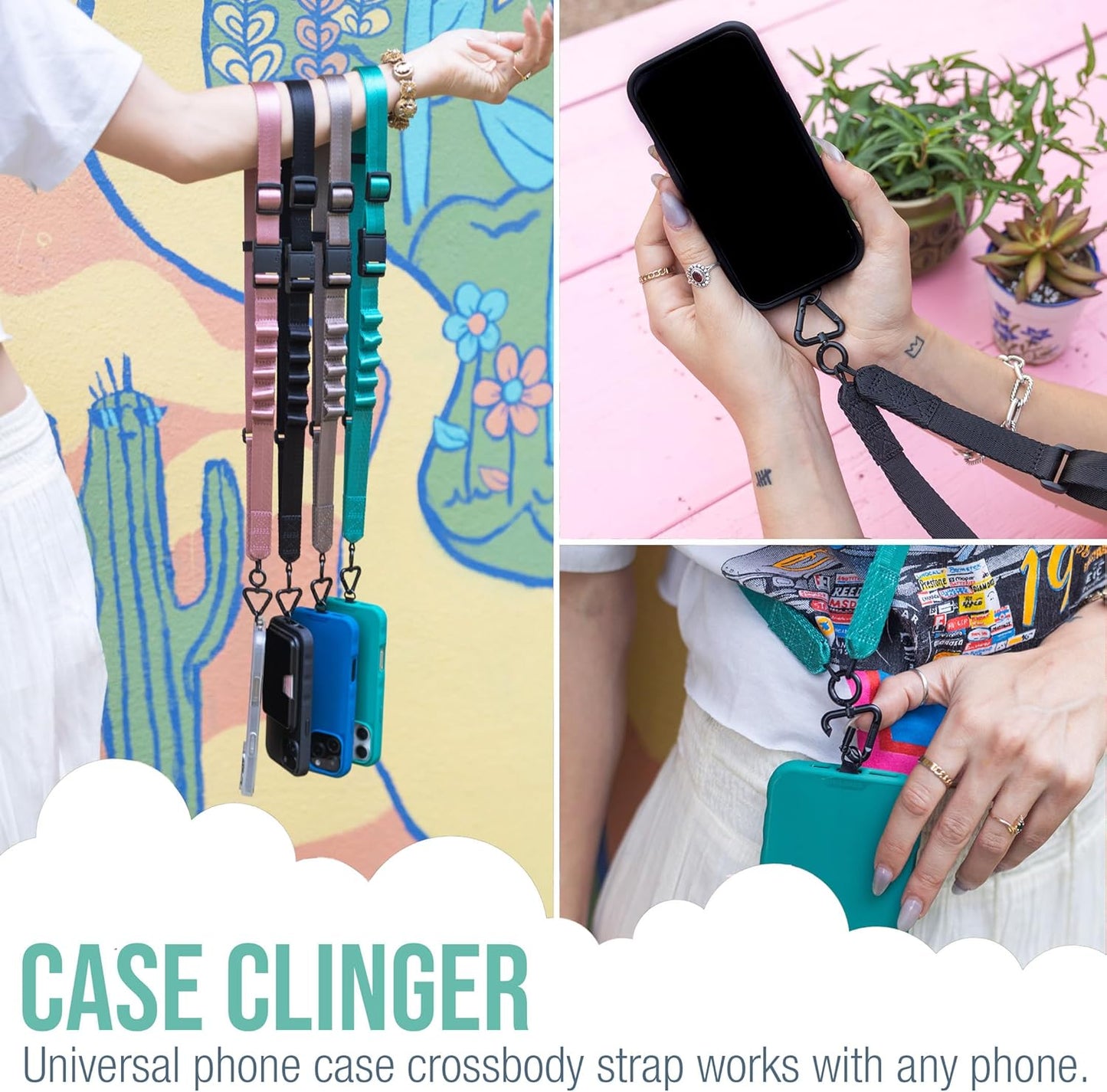 Smartish Phone Lanyard - Case Clinger - Universal iPhone Holder w/Detachable Crossbody Shoulder Neck Strap w/Storage Loops, Fidlock, Insert for Phone Cases iPhone, Galaxy, Pixel - So Jaded