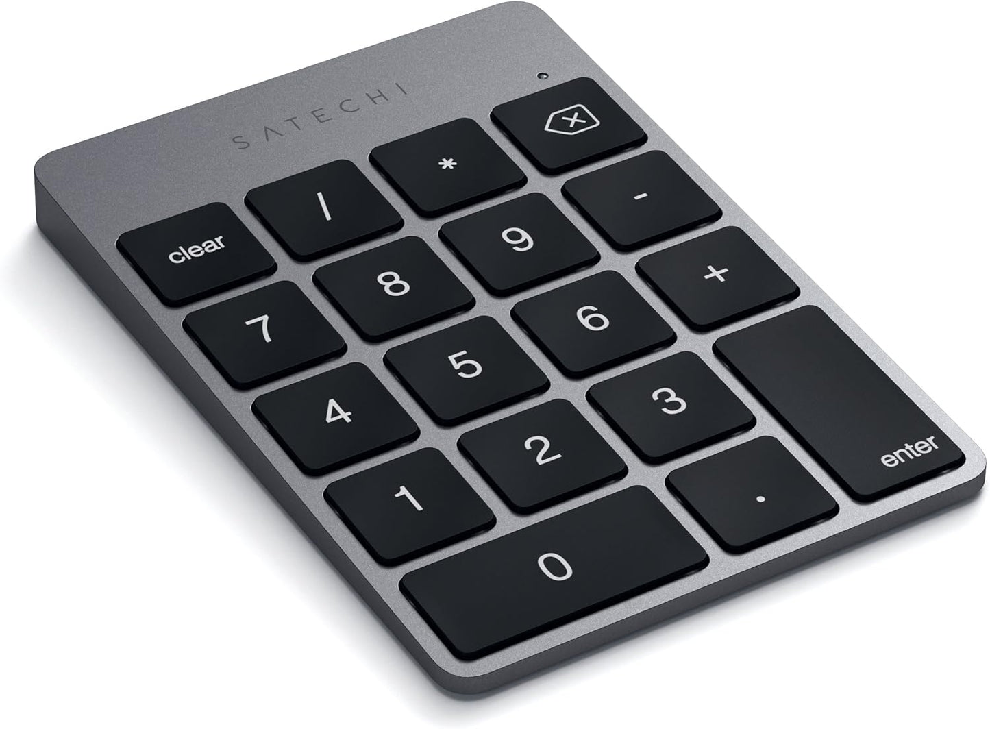 Satechi Slim Aluminum Bluetooth Keypad, Wireless Number Pad with 18 Keys, Micro USB Rechargeable Numpad, External Number Pad for MacBook Air/Pro M4, iPad Air/Pro M4/M3, iMac, PC - Space Gray