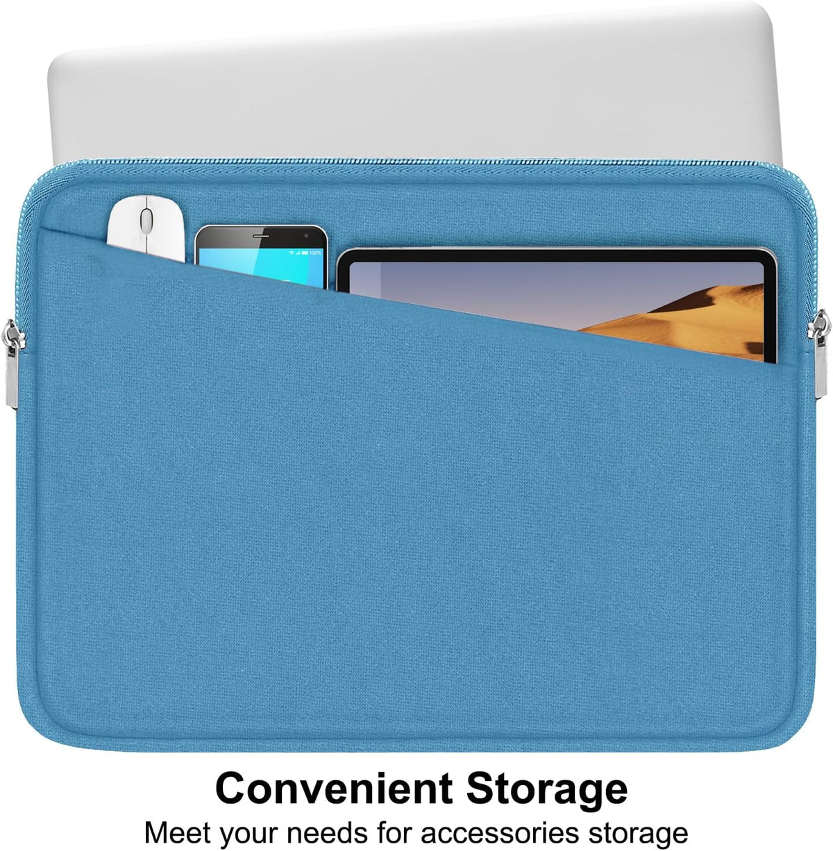 15.6 inch Laptop Sleeve, Slim Computer Carrying Bag Protective Cover Briefcase with Front Pocket, Durable Laptop Case for 15-16 Inch HP, Dell, Lenovo, Asus- Sky Blue