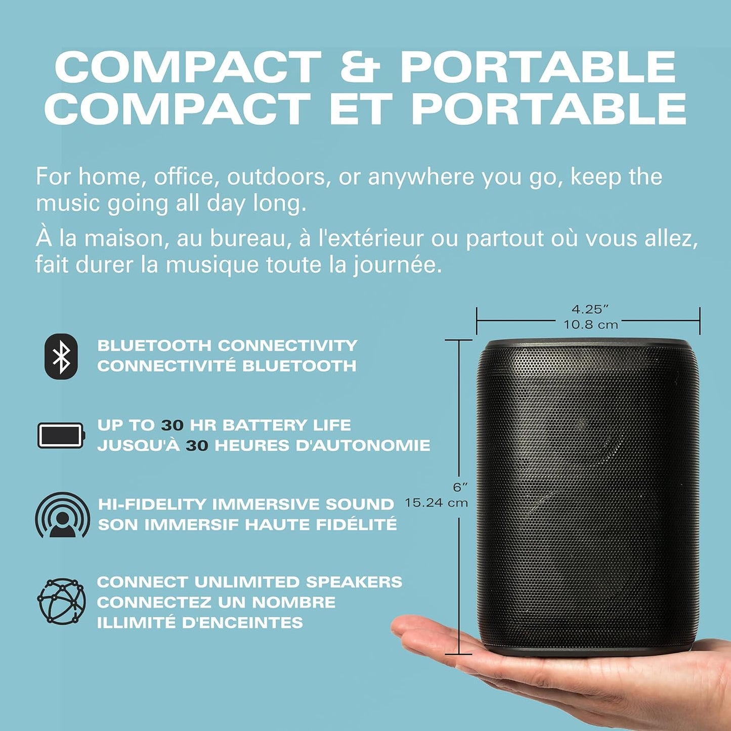 Rocksteady Stadium 2: Single Speaker - Immersive, connectible, and up to 150 ft of Range. Up to 30 Hours of Battery Life.
