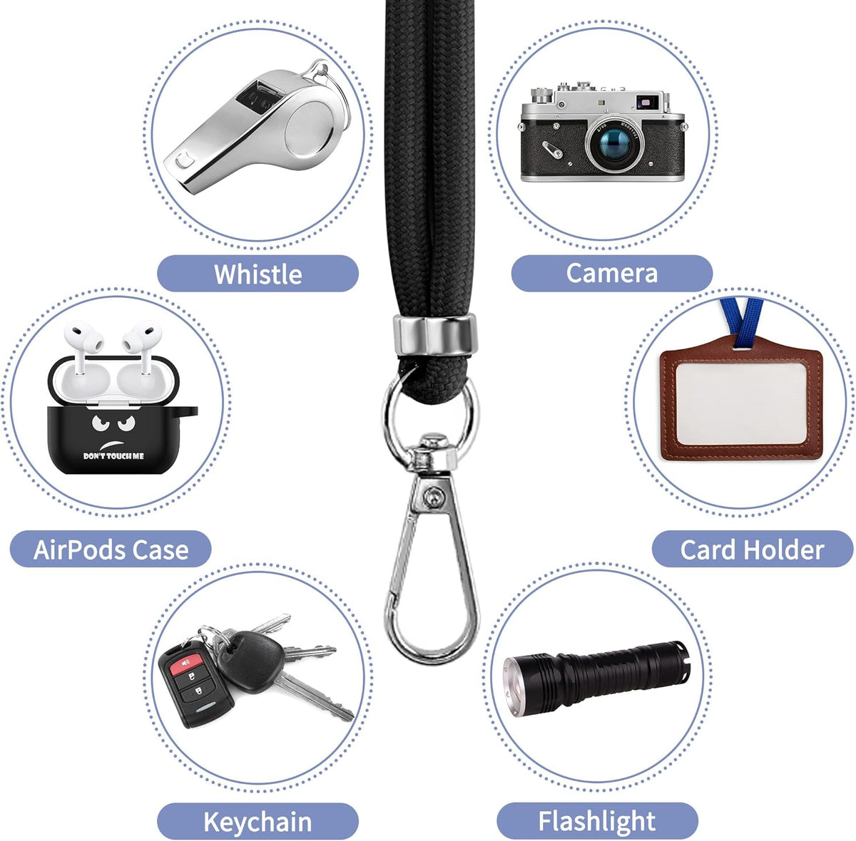 CACOE Cell Phone Lanyard 2 Pcs-1 Pcs Adjustable Neck Strap,1 Pcs Wrist Strap, 2 Pcs Pads, Universal Crossbody, Multifuctional Compatible with Most Smartphones(Black)