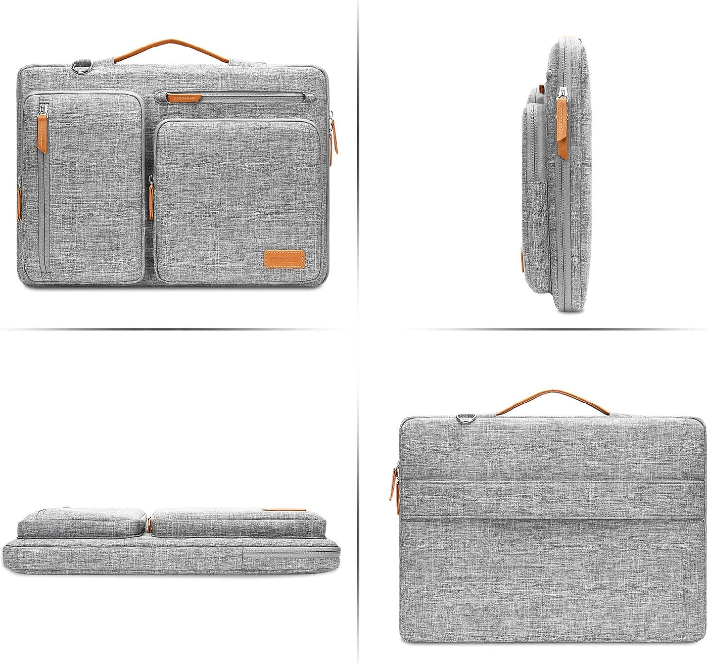 MOSISO 360 Protective Laptop Shoulder Bag,14 inch Computer Bag Compatible with HP Lenovo Dell ASUS Acer, HP, Dell Latitude, Lenovo,Side Open Messenger Bag with 4 Zipper Pockets&Handle, Gray