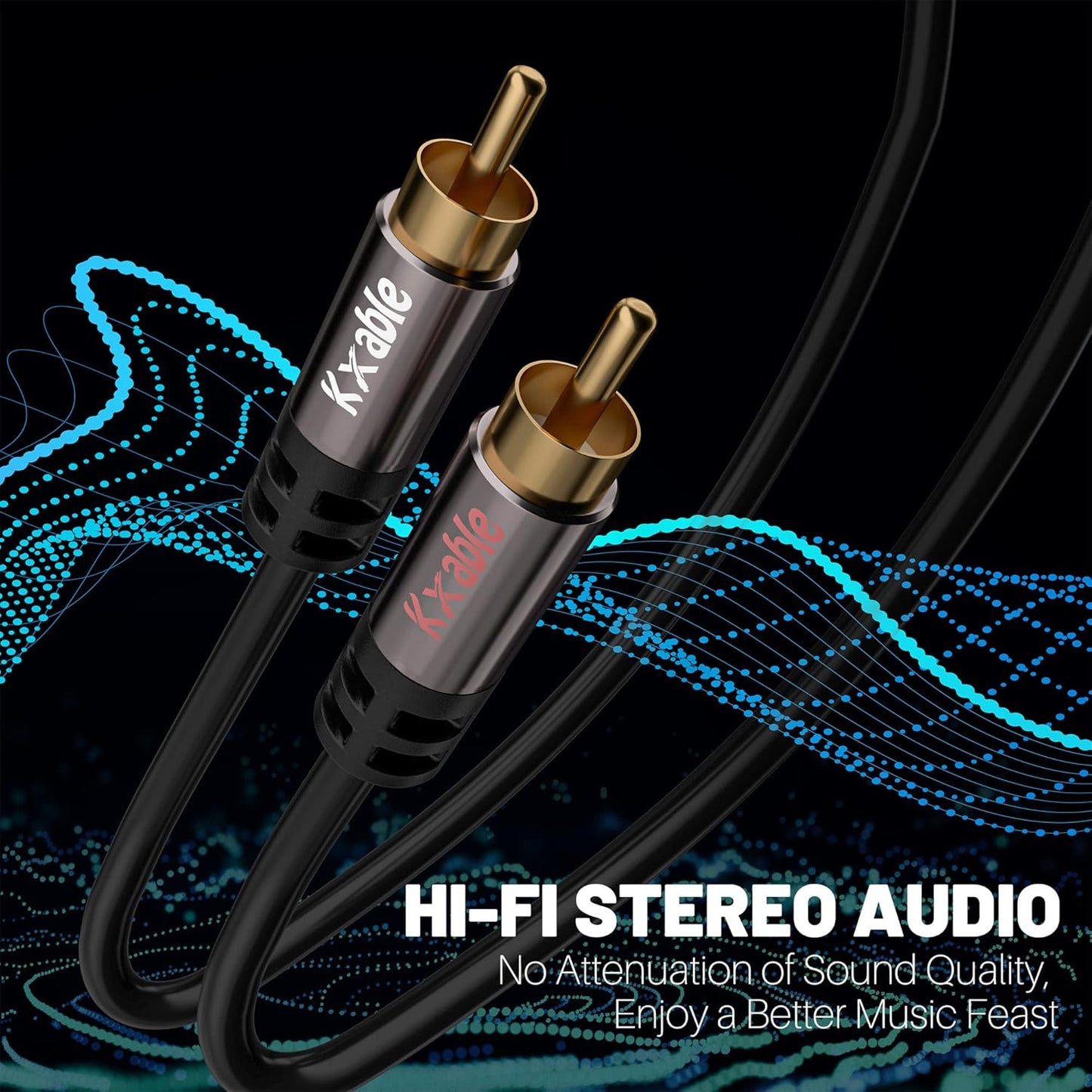 RCA Cable 75FT, 2RCA Male to 2RCA Male Stereo Audio Cable,【Oxygen-Free Copper, Hi-Fi Sound, Double Shielded】 2 RCA Car Audio Subwoofer Cord for Home Theater, HDTV, Amplifier, Hi-Fi System, Speaker
