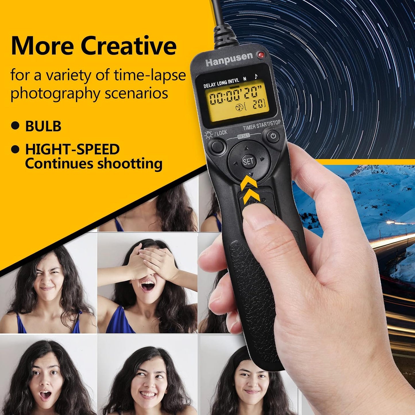 Camera Wired Intervalometer Remote Control, Cameras Timer Shutter Release Compatible with Canon EOS R5, 6D Mark II, 7D Mark II; Replaces RS-80N3 Shutter Release Cords