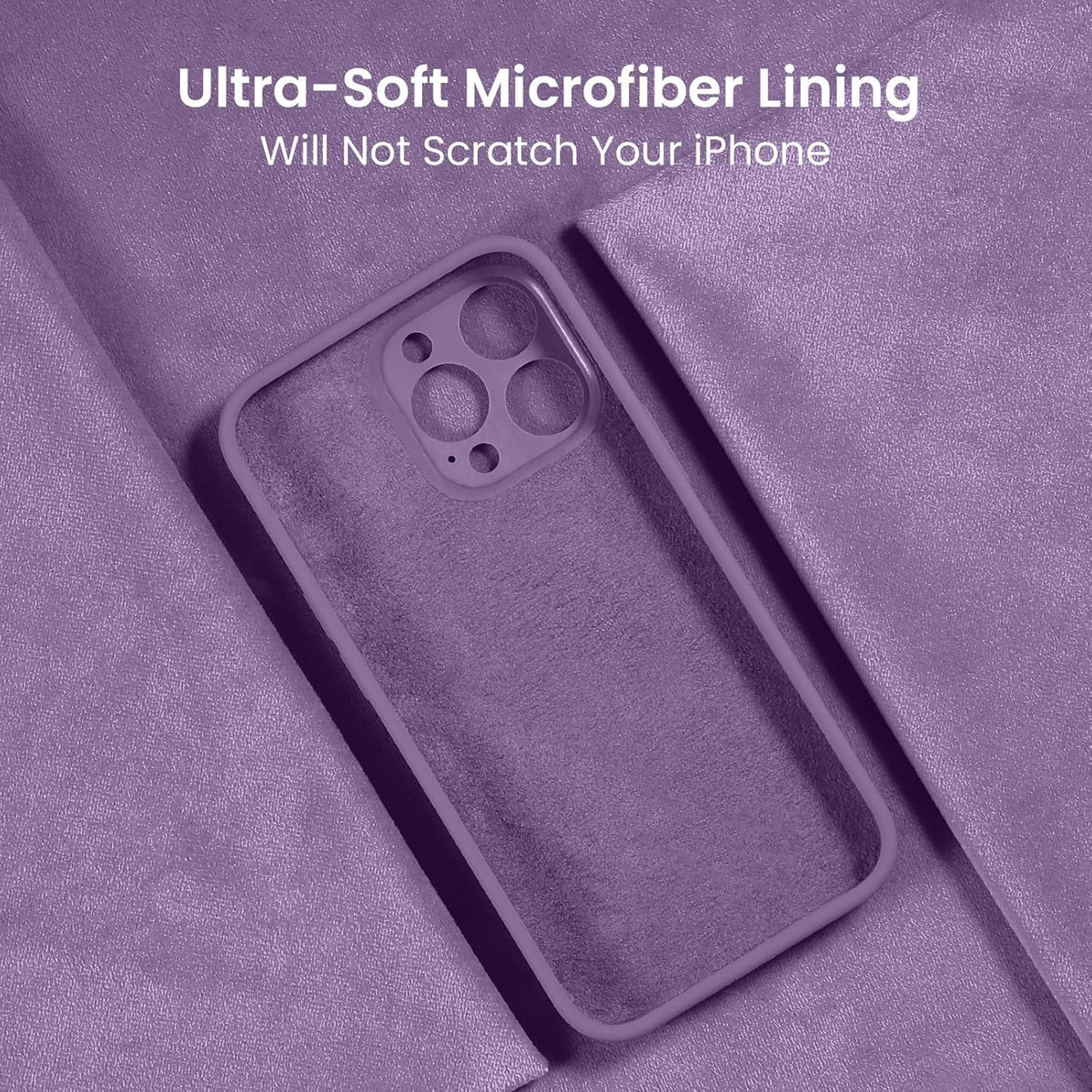 FireNova Designed for iPhone 15 Pro Max Case, Silicone Upgraded [Camera Protection] Phone Case with [2 Screen Protectors], Soft Anti-Scratch Microfiber Lining Inside, 6.7 inch, Light Purple